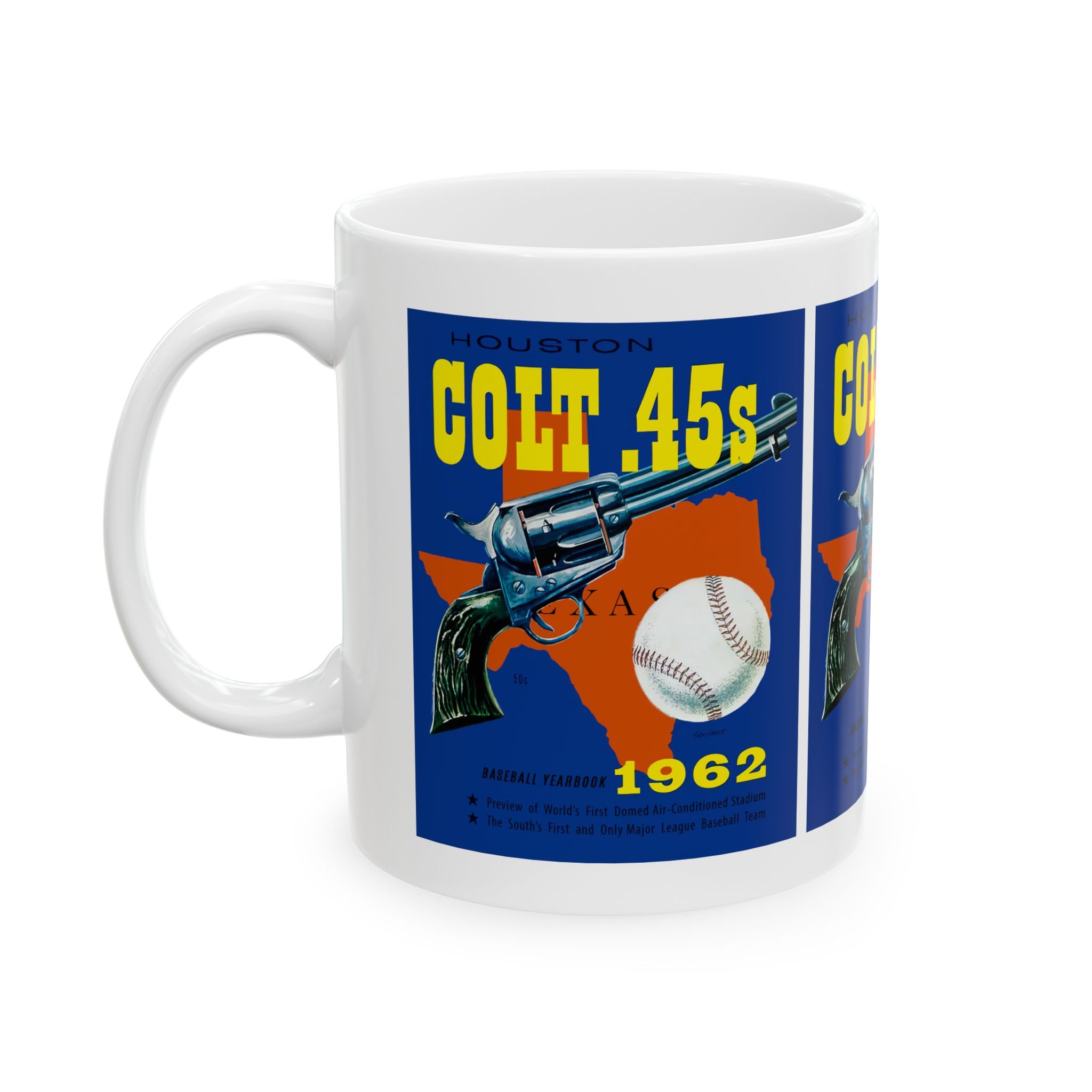 Ceramic Mug, 11oz - 1962 Vintage Houston Colt 45s Baseball Yearbook Cover, Drinkware Gift for Baseball Fans, Retro Sports