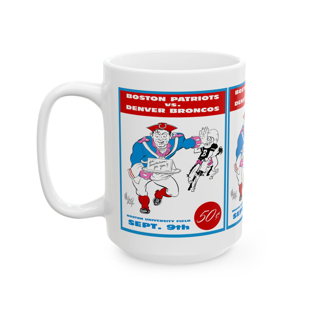 Vintage Football Ceramic Mug, 1960 Denver Broncos Boston Patriots Mug, Sports Fan Gift, Football Lover Cup, Retro Team  Drinkware