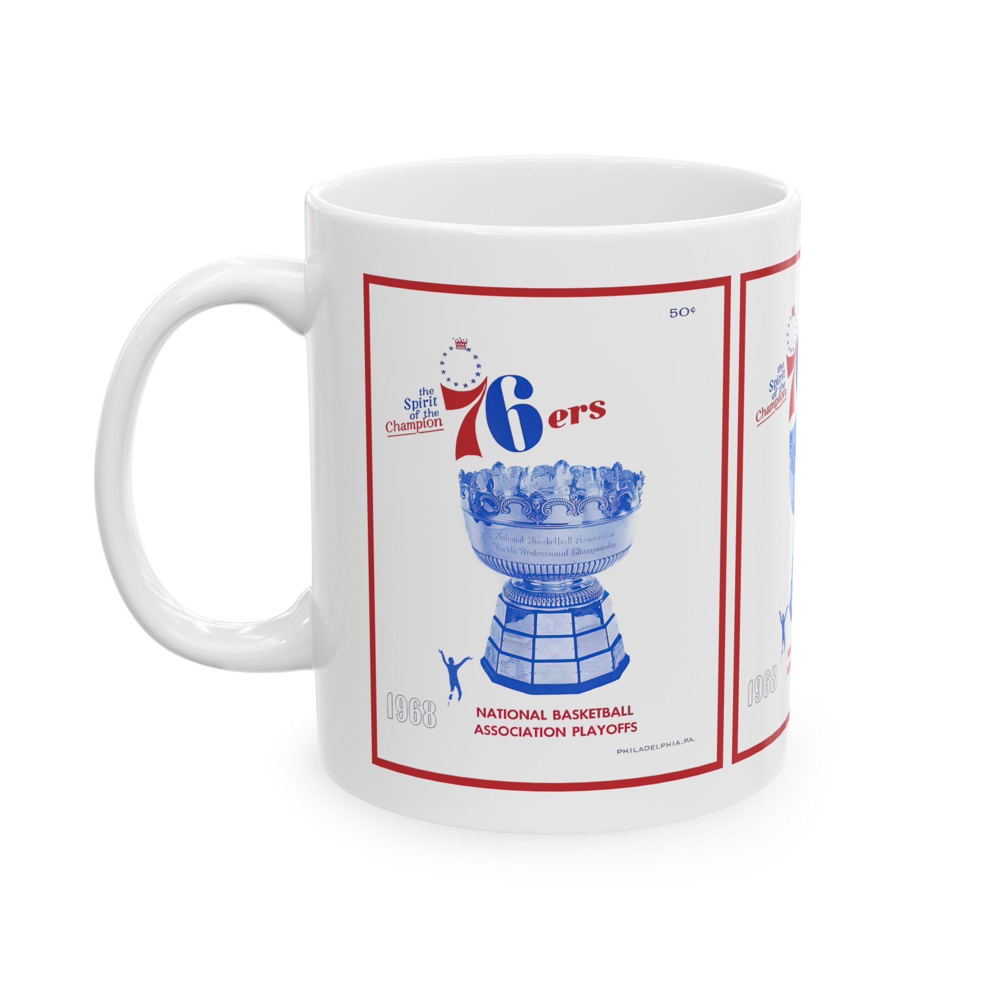 1967-1968 Vintage Philadelphia 76ers Basketball Program Cover - Ceramic Mug, 11oz