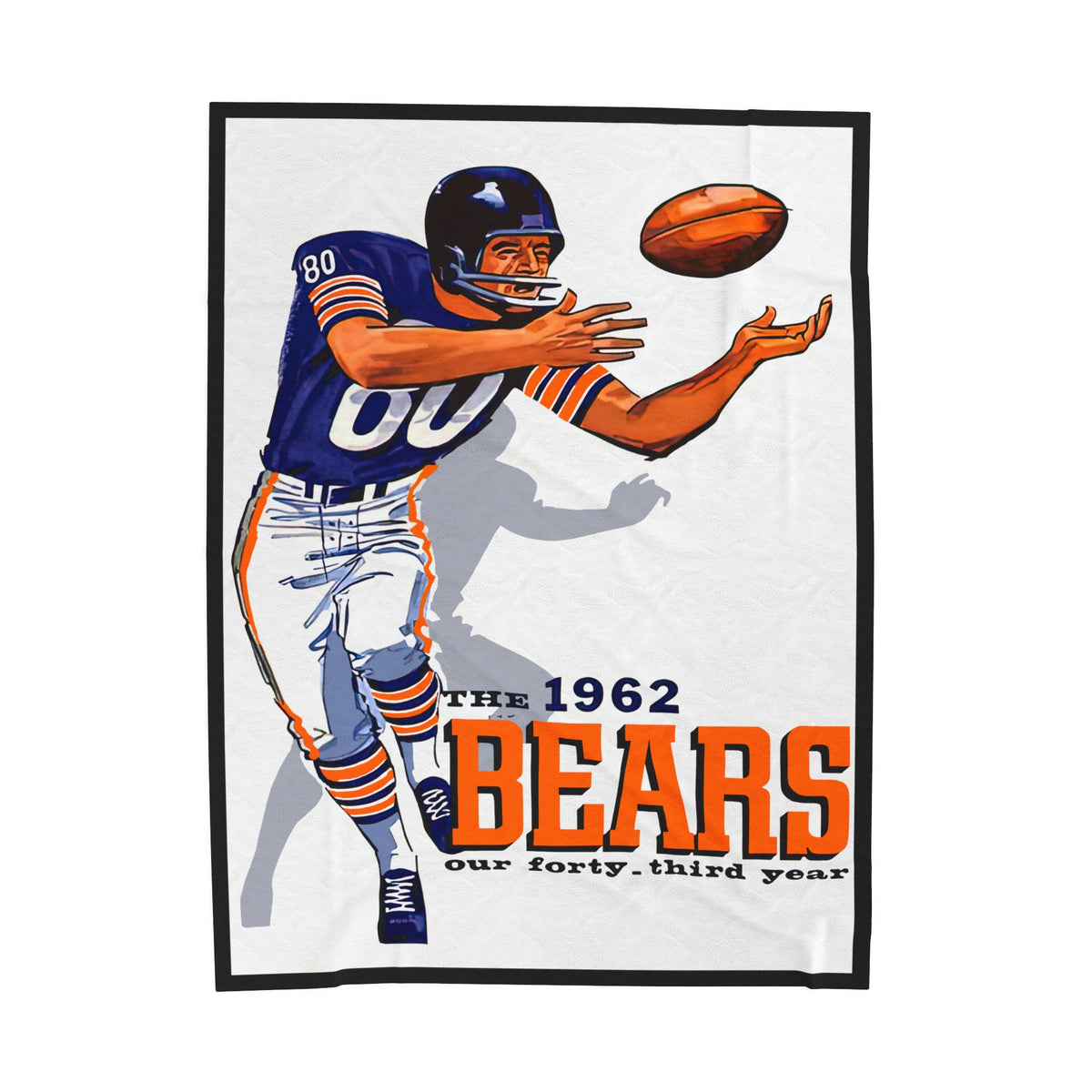 1962 Vintage Bears Football Velveteen Plush Blanket -Throw for Fans & Game Day