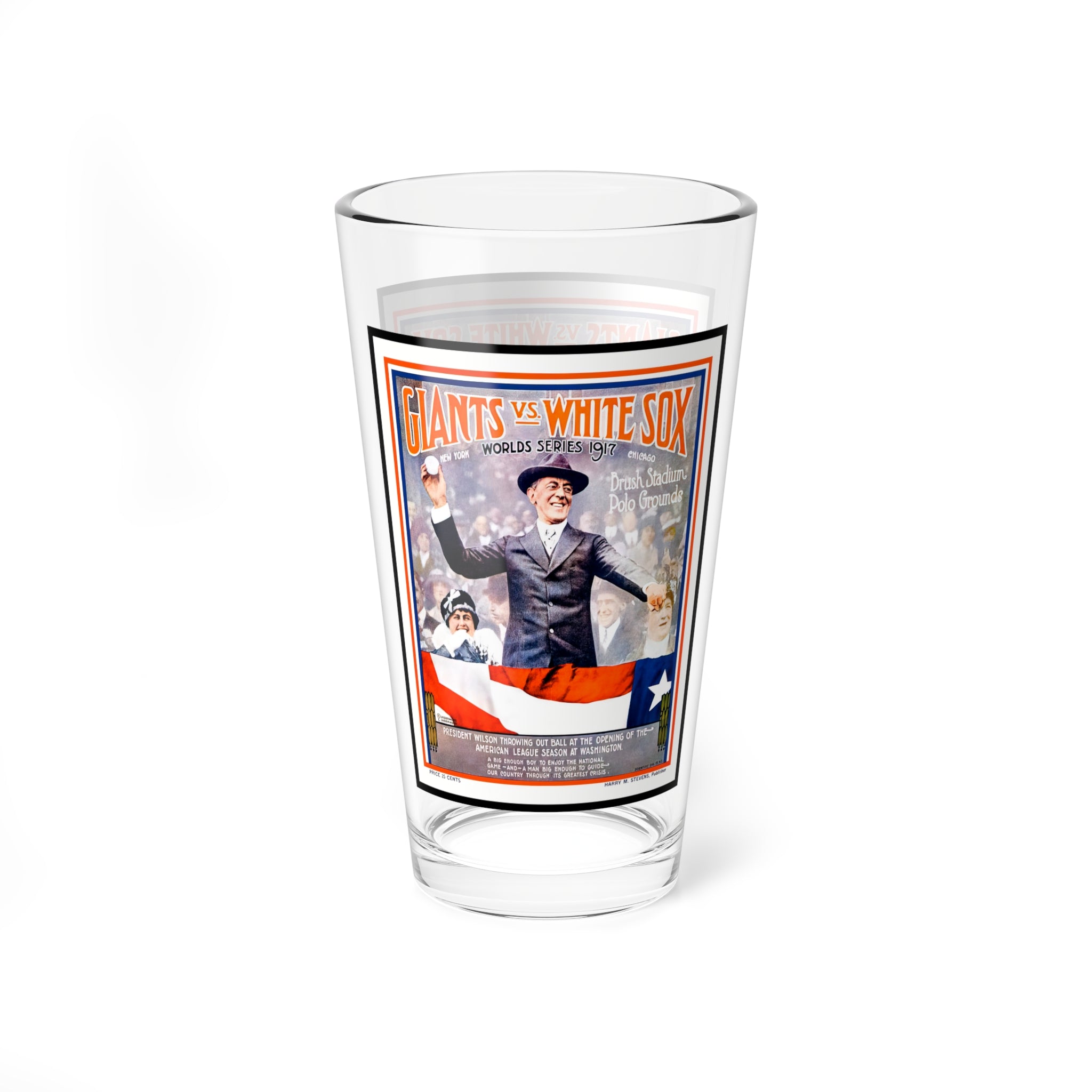 Mixing Glass, 16oz - 1917 Baseball World Series New York-Chicago, Vintage Barware Decor, Baseball Fan Gift, Sports Memorabilia, Father's Day