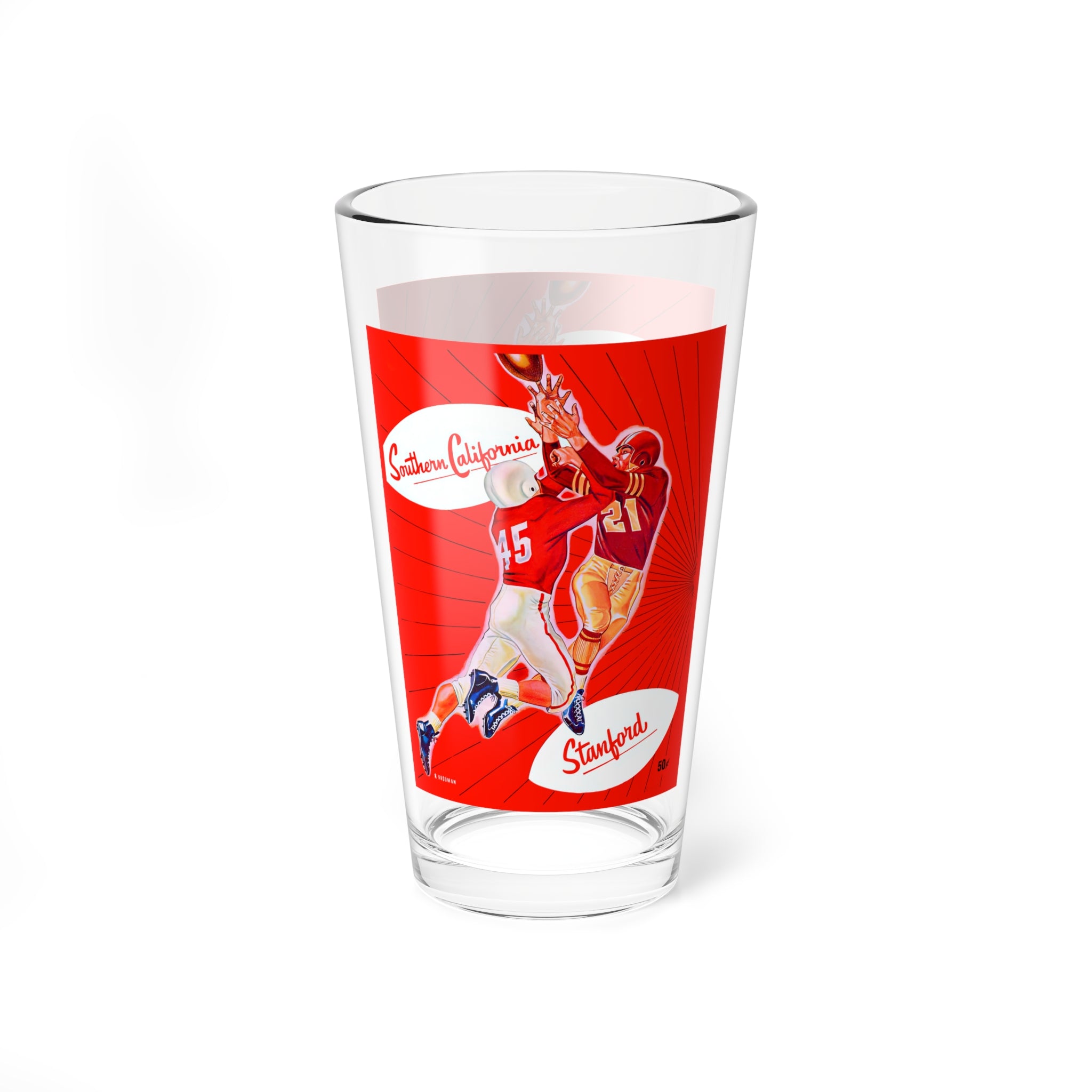 Mixing Glass, 16oz - Vintage 1952 Football Southern California Stanford, Sports Fan Gift, Barware Decor, Game Day Drinking Glass, College