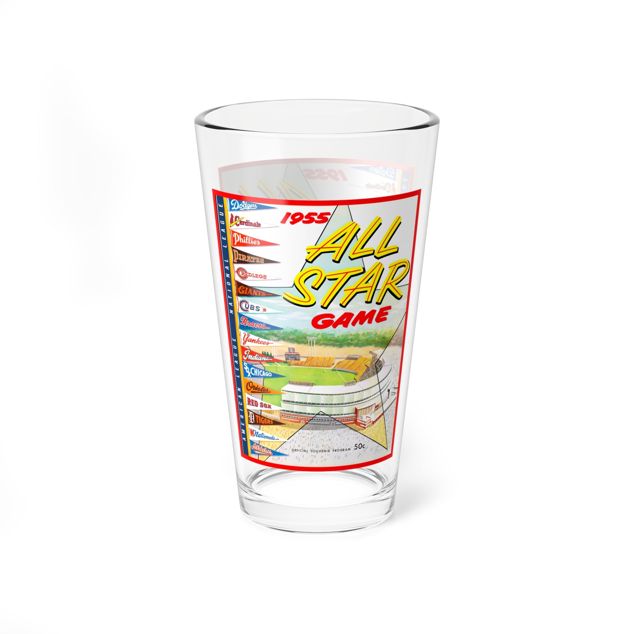 1955 Baseball All-Star Game Milwaukee Mixing Glass 16oz | Vintage Sports Glassware
