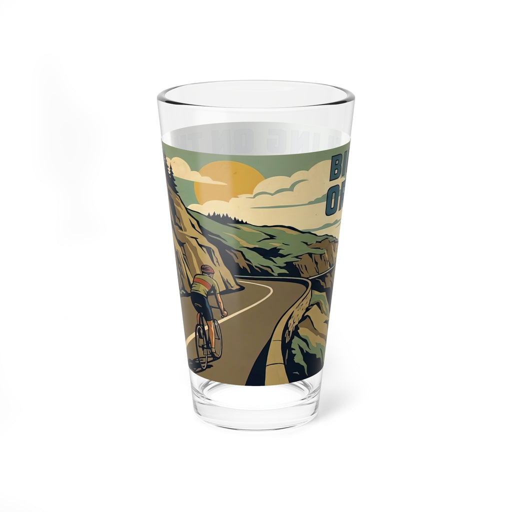Oregon Coast WPA Style Bicycling Glass 16oz Mixing Glass