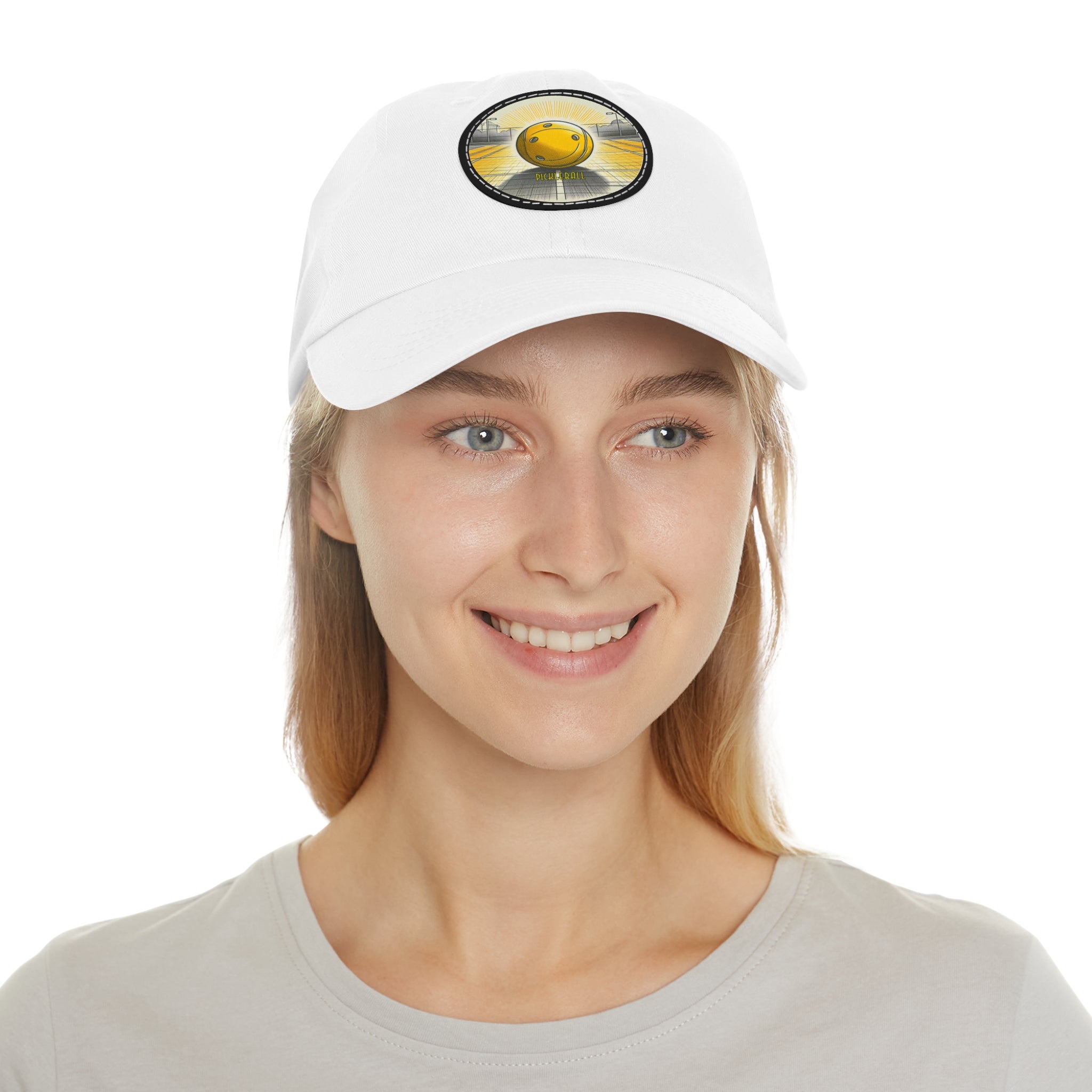 Pickleball - Dad Hat with Leather Patch (Round)