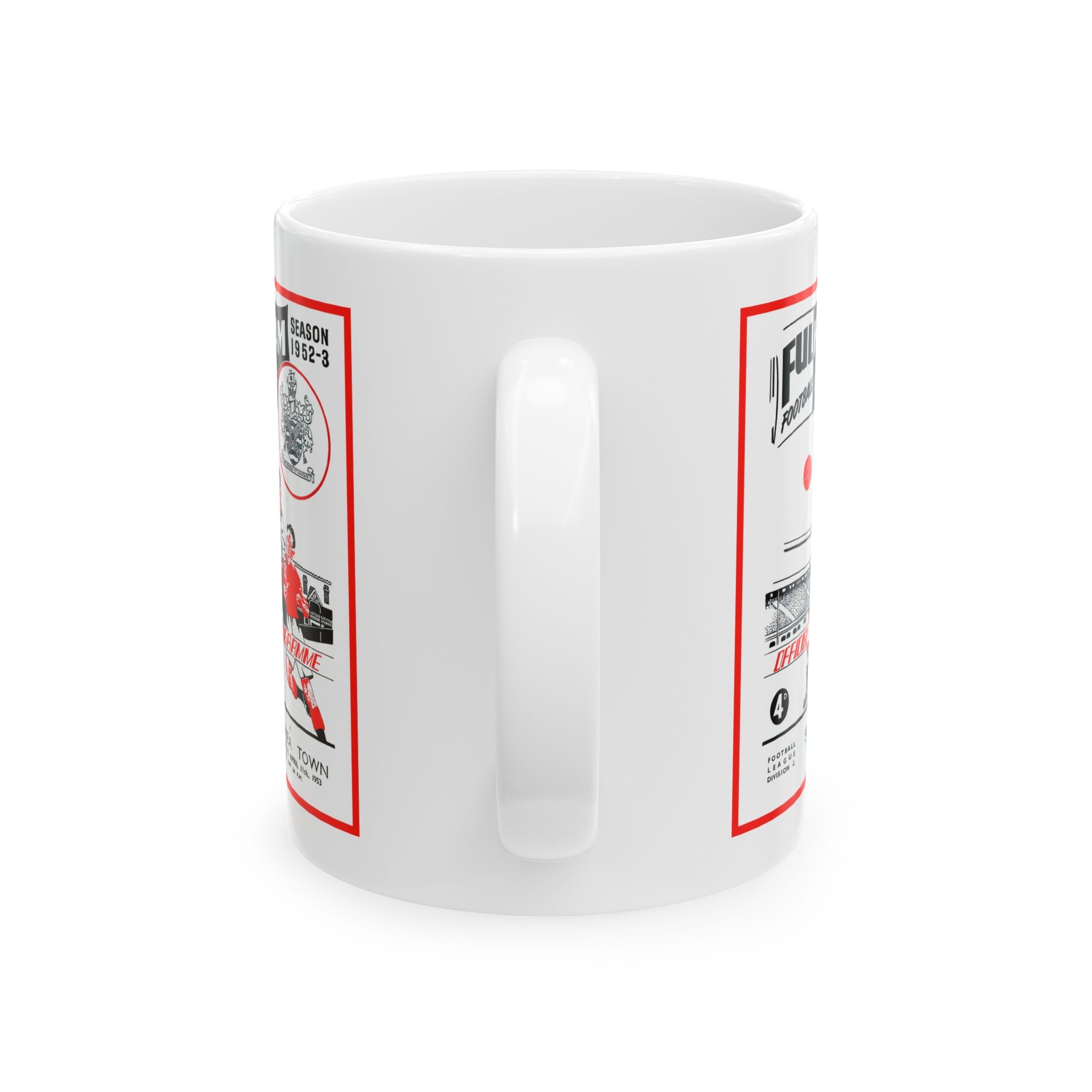 1953 Vintage Fulham Football Club - Swansea Town English Football Program Cover - Ceramic Mug, 11oz
