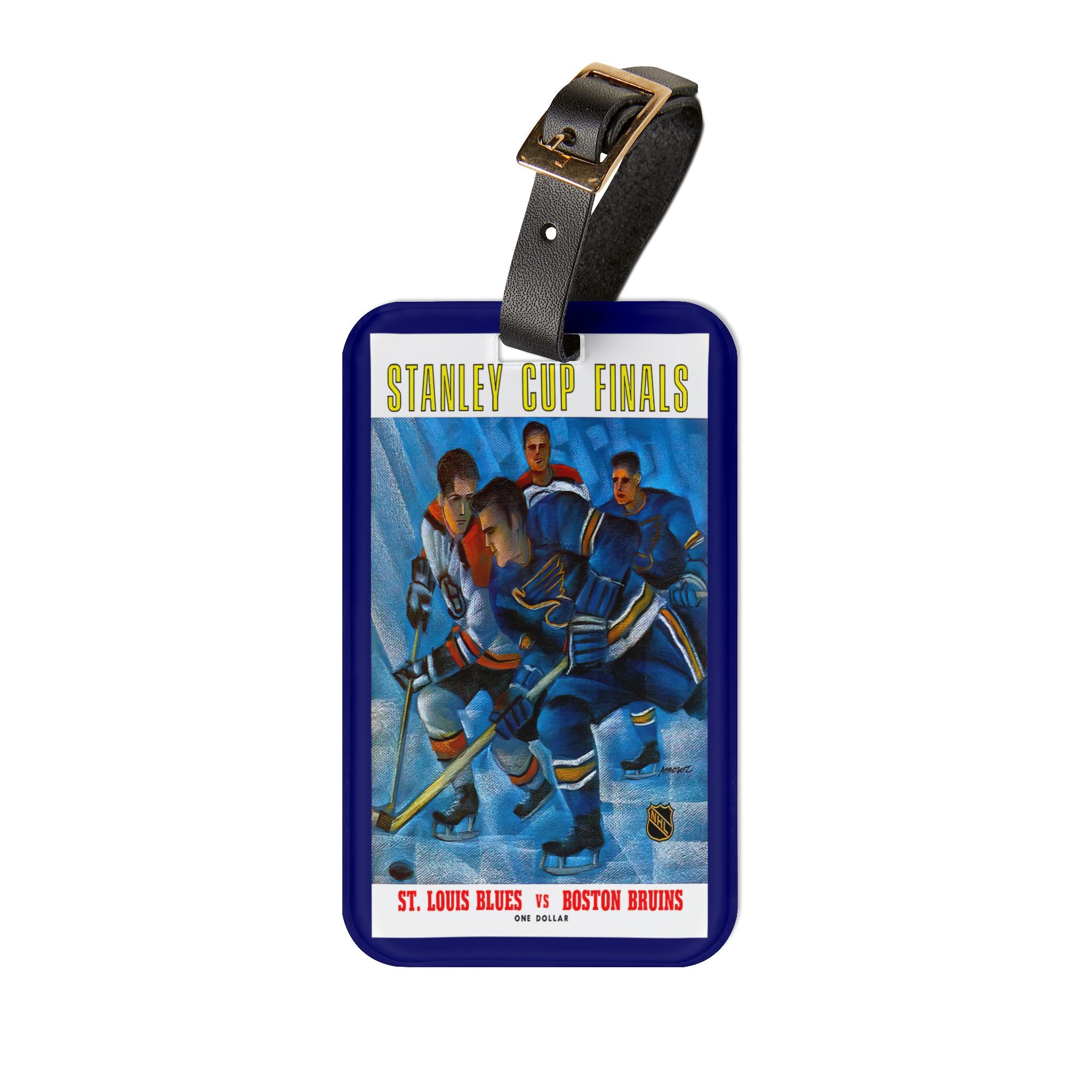 1969-1970 Hockey St Louis vs Boston Luggage Tag | Vintage Sports Travel ID