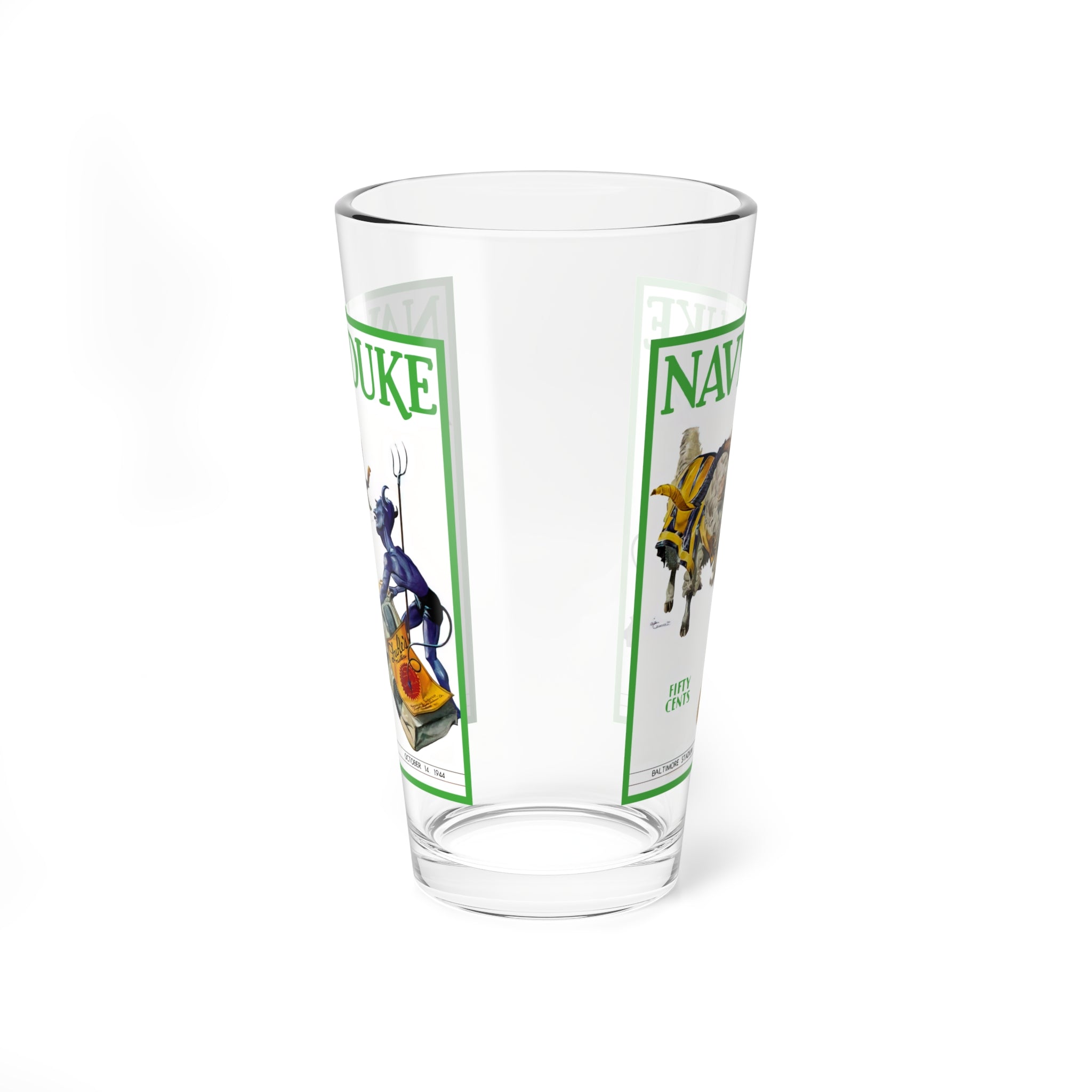 Glass Mixing Glass, 16oz - 1944 Football Duke-Navy, Vintage Sports Fan Drinkware, Retro Baseball Barware, Game Day Tumbler, Team Spirit Gift