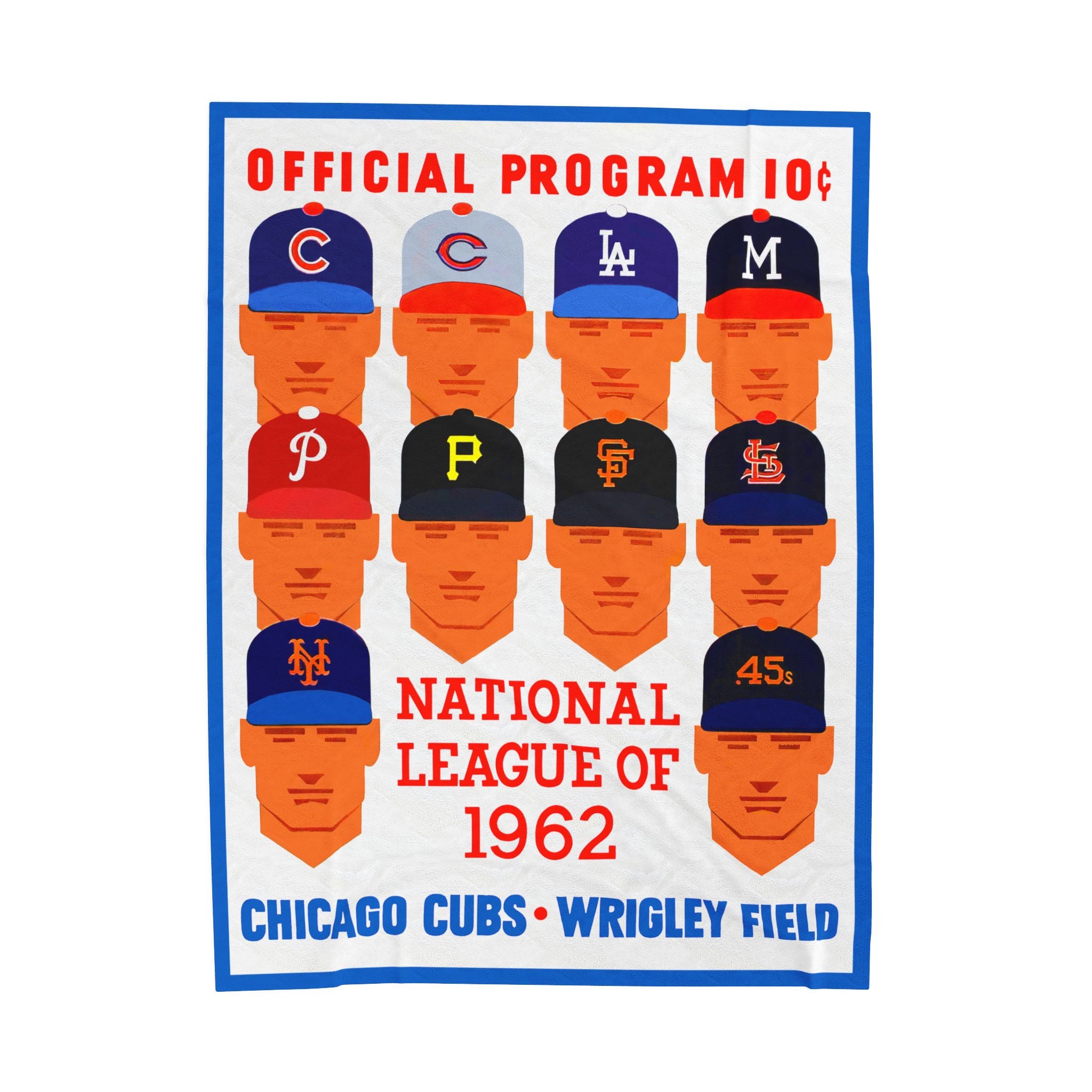 Plush Blanket, 1962 Vintage Cubs Baseball Program - National League, Retro Throw for Baseball Fans, Cozy Bedspread, Warm Fleece Blanket,