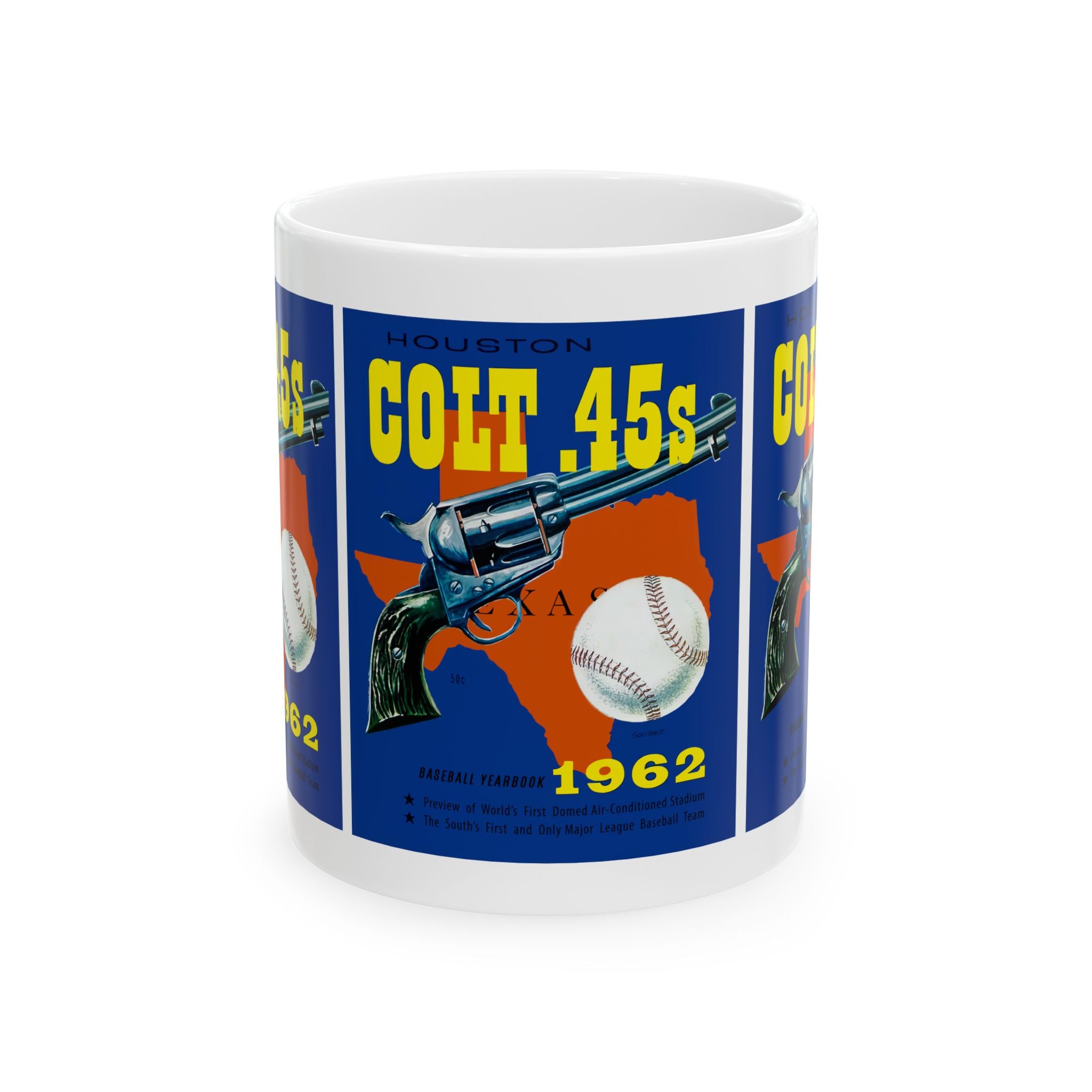 Ceramic Mug, 11oz - 1962 Vintage Houston Colt 45s Baseball Yearbook Cover, Drinkware Gift for Baseball Fans, Retro Sports