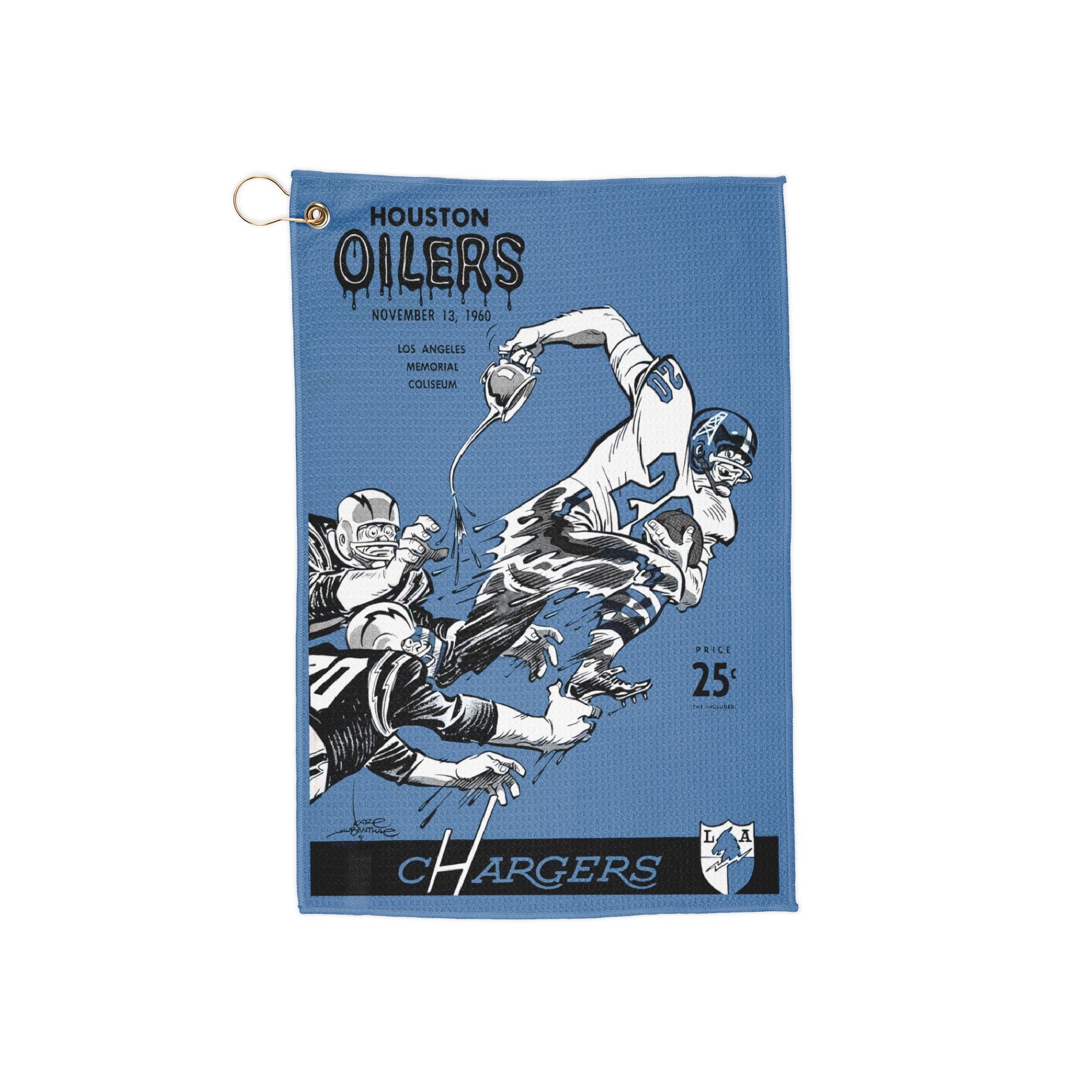 Vintage 1960 Football Houston Oilers-Los Angeles Chargers Golf Towel, Sports Memorabilia, Golf Accessories, Football Fan Gift, Father's Day