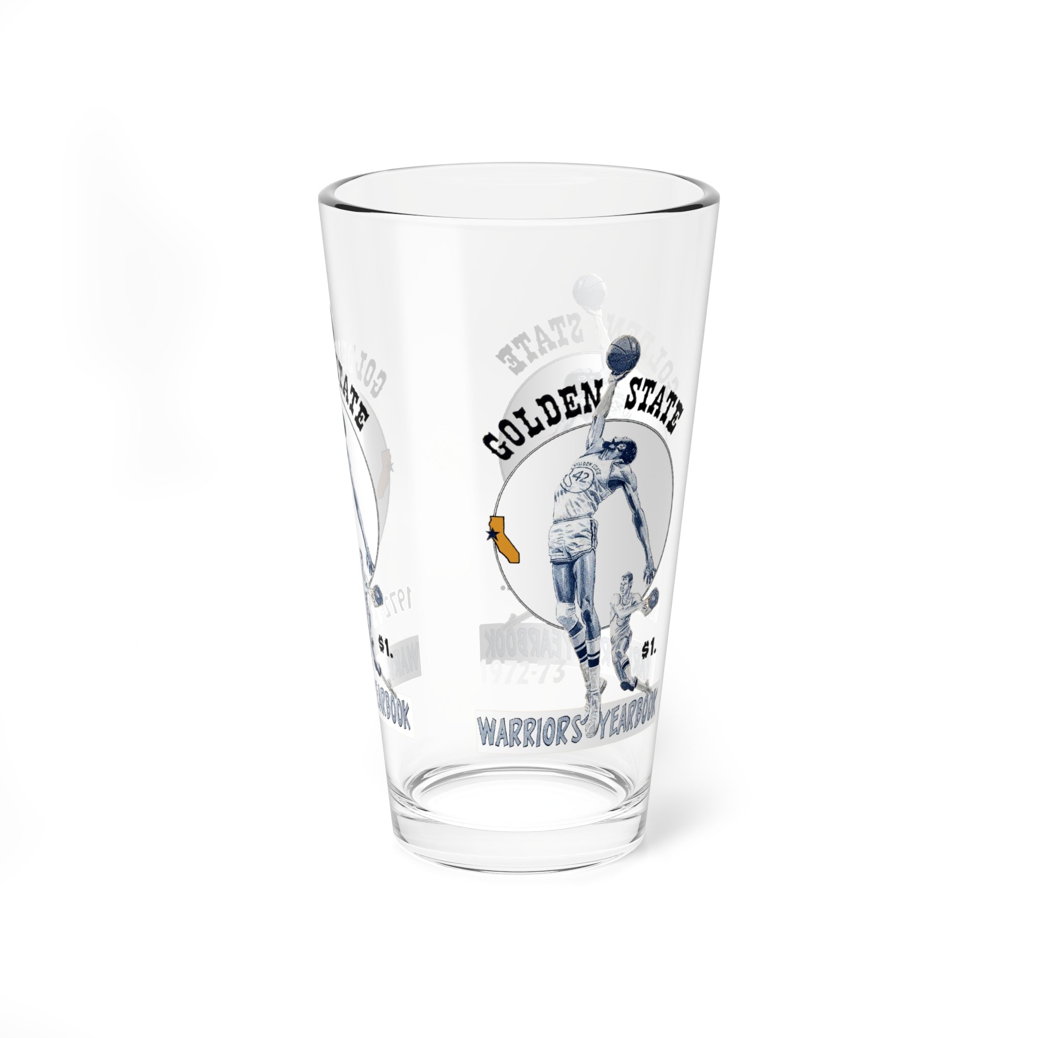 1972 -1973 Vintage Golden State Warriors Basketball Yearbook Cover -  Pint Glass, 16oz