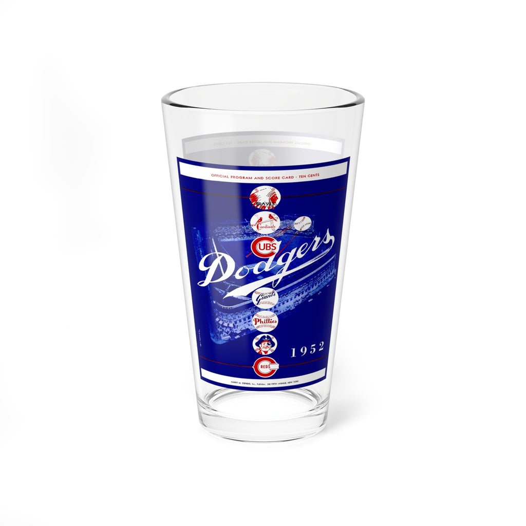 Mixing Glass, 16oz - 1952 Baseball Brooklyn Dodgers Program, Vintage Barware, Unique Cocktail Glass, Baseball Lover Gift, Sports Memorabilia