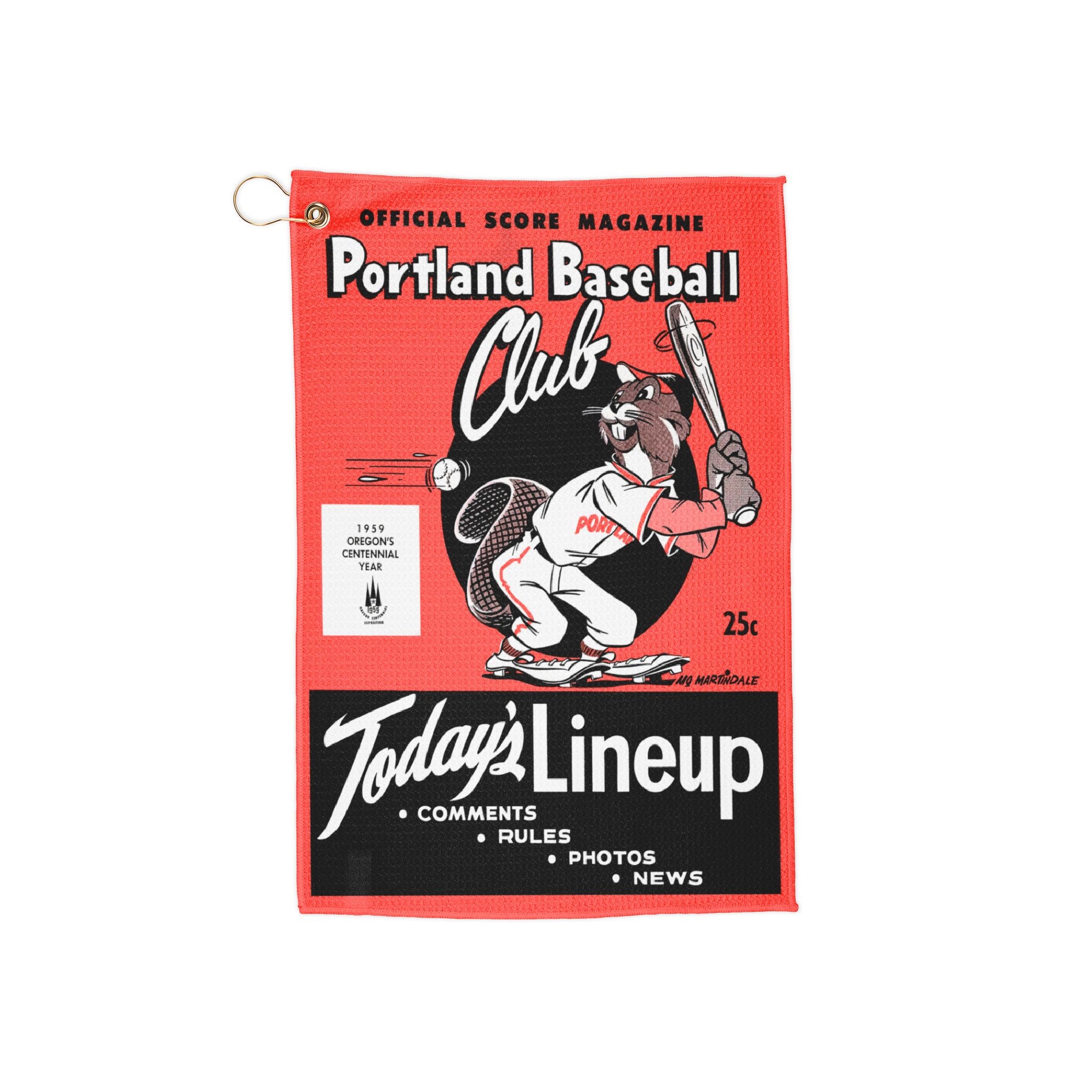 Vintage 1959 Baseball Portland Beavers Golf Towel - Sports Gift, Collector's Item, Sports Fan Merch, Retro Design, Memorabilia