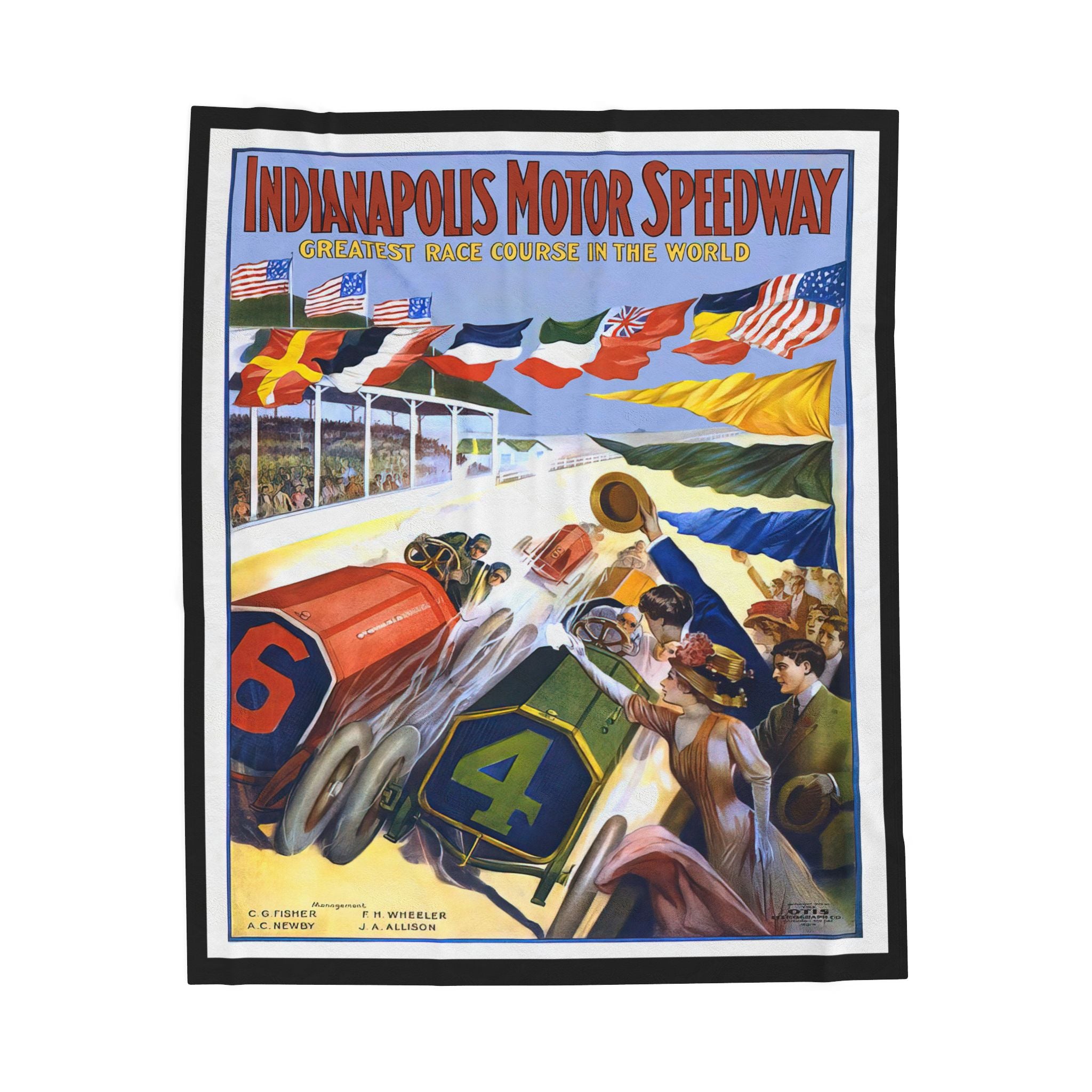 Velveteen Blanket, Vintage Indianapolis Motor Speedway 1909 Design, Cozy Throw, Racing Fan Gift, Home Decor, Lap Quilt, Bedding