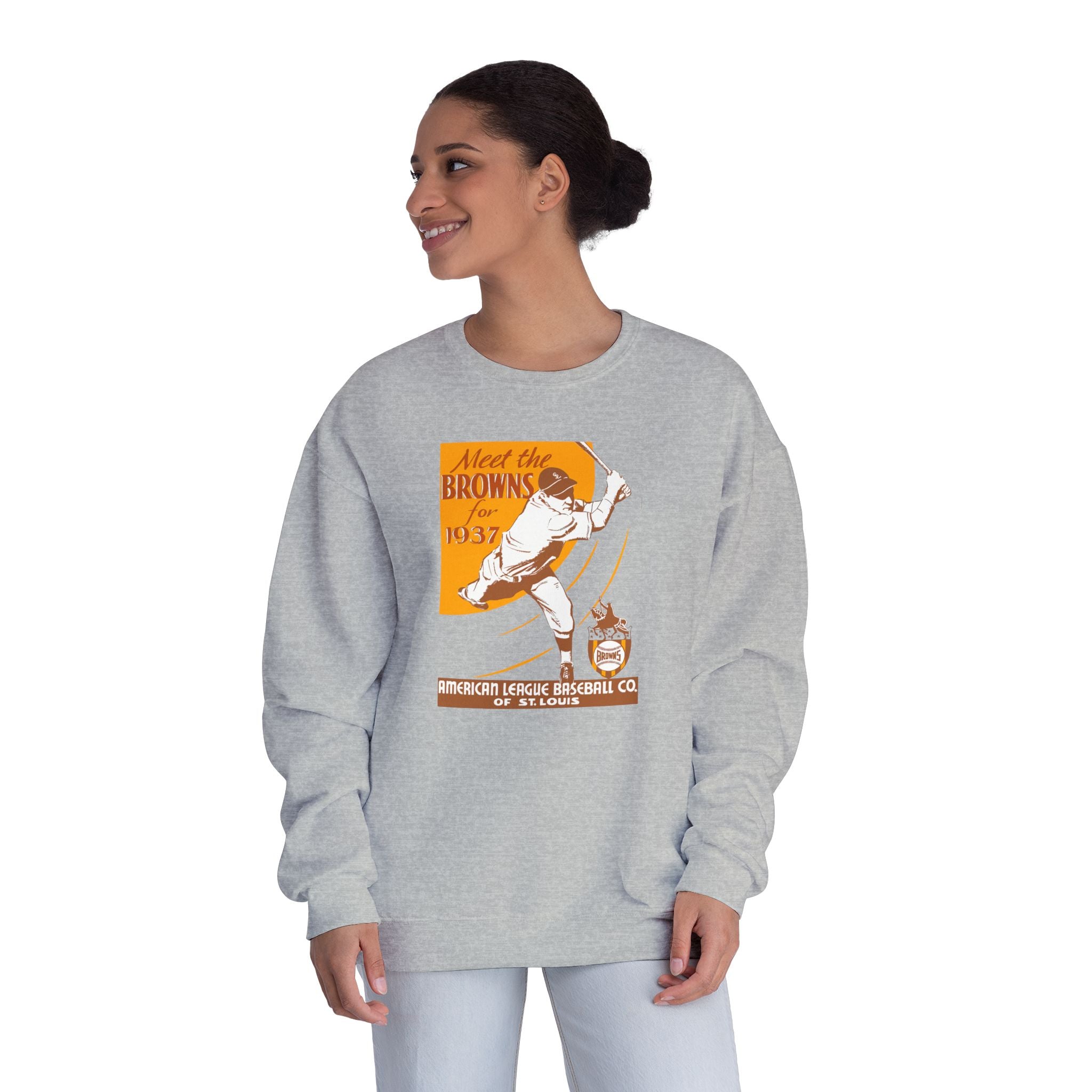 1937 Vintage St. Louis Browns Baseball Media Guide Cover - Unisex NuBlend® Crewneck Sweatshirt