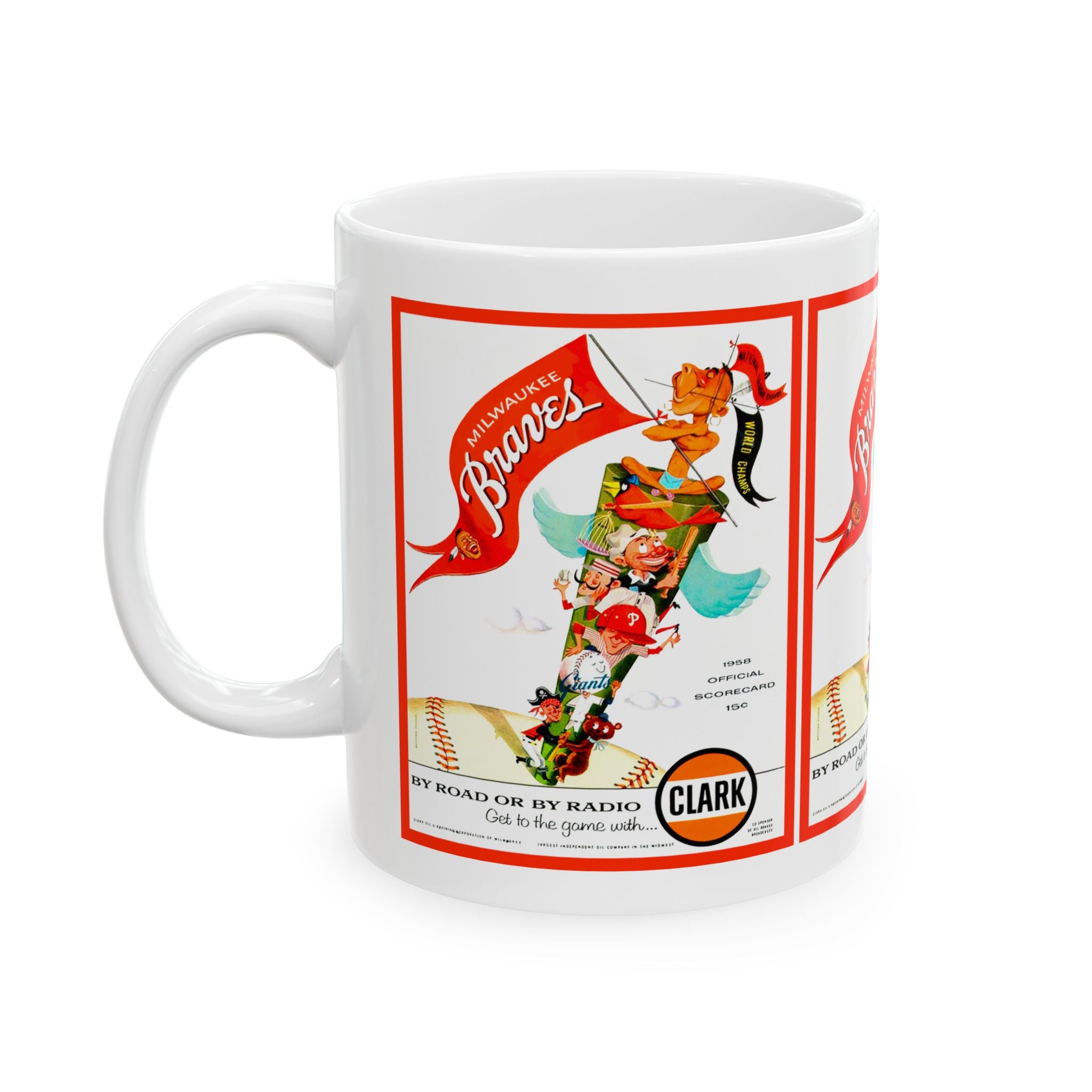 Ceramic Mug, 1958 Milwaukee Braves Baseball World Champions, Baseball Fan Gift, Sports Memorabilia, World Series Commemorative Cup, Baseball