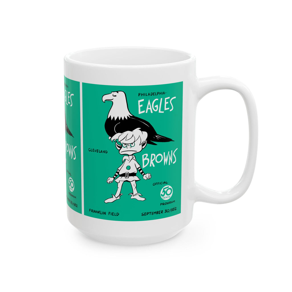 Ceramic Mug, 1962 Eagles Football Browns, Coffee Cup, Sports Fan Gift, Vintage Football Memorabilia, Retro Design