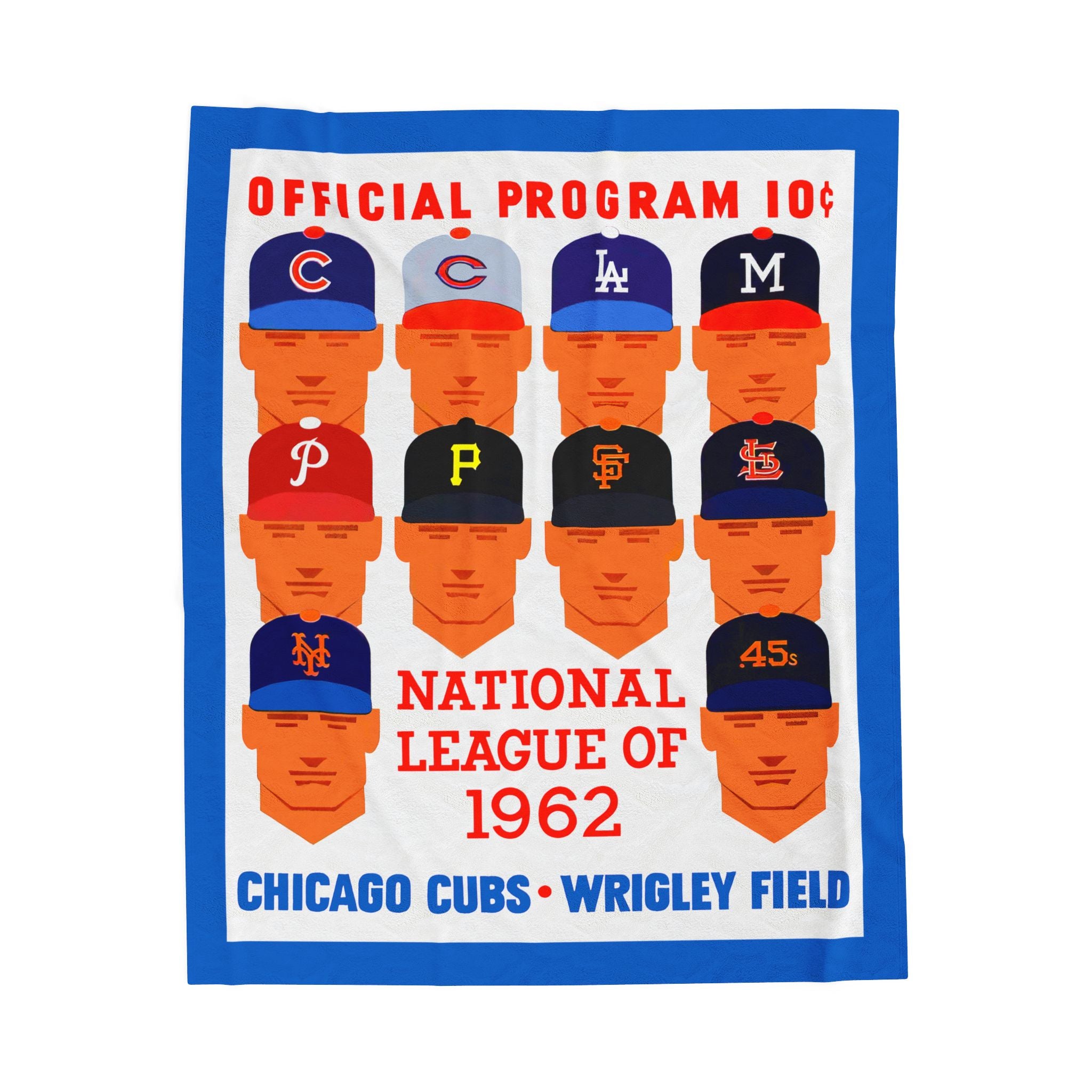 Plush Blanket, 1962 Vintage Cubs Baseball Program - National League, Retro Throw for Baseball Fans, Cozy Bedspread, Warm Fleece Blanket,