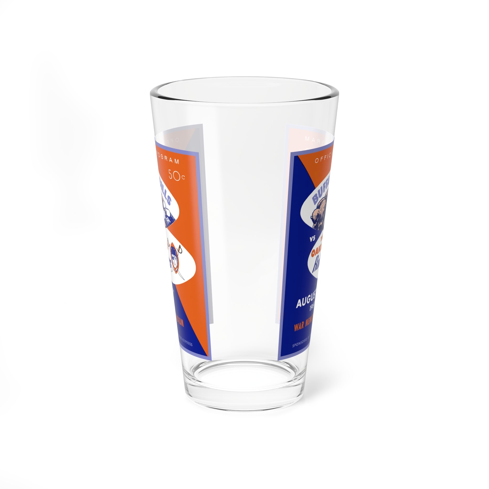 1960 Buffalo vs Oakland Football Mixing Glass 16oz | Vintage Sports Barware