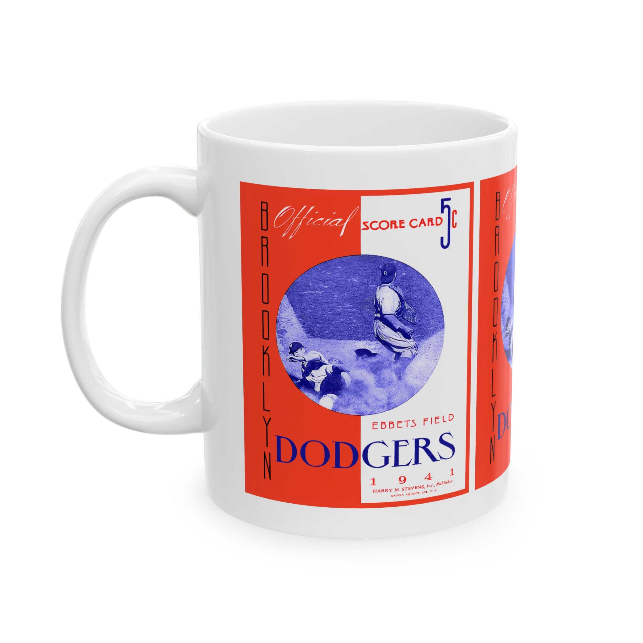 Baseball Mug, Vintage Sports Cup, Ebbets Field Fan Gift, 1941 Brooklyn Dodgers, Ceramic Coffee Mug, 11oz 15oz Tea Cup