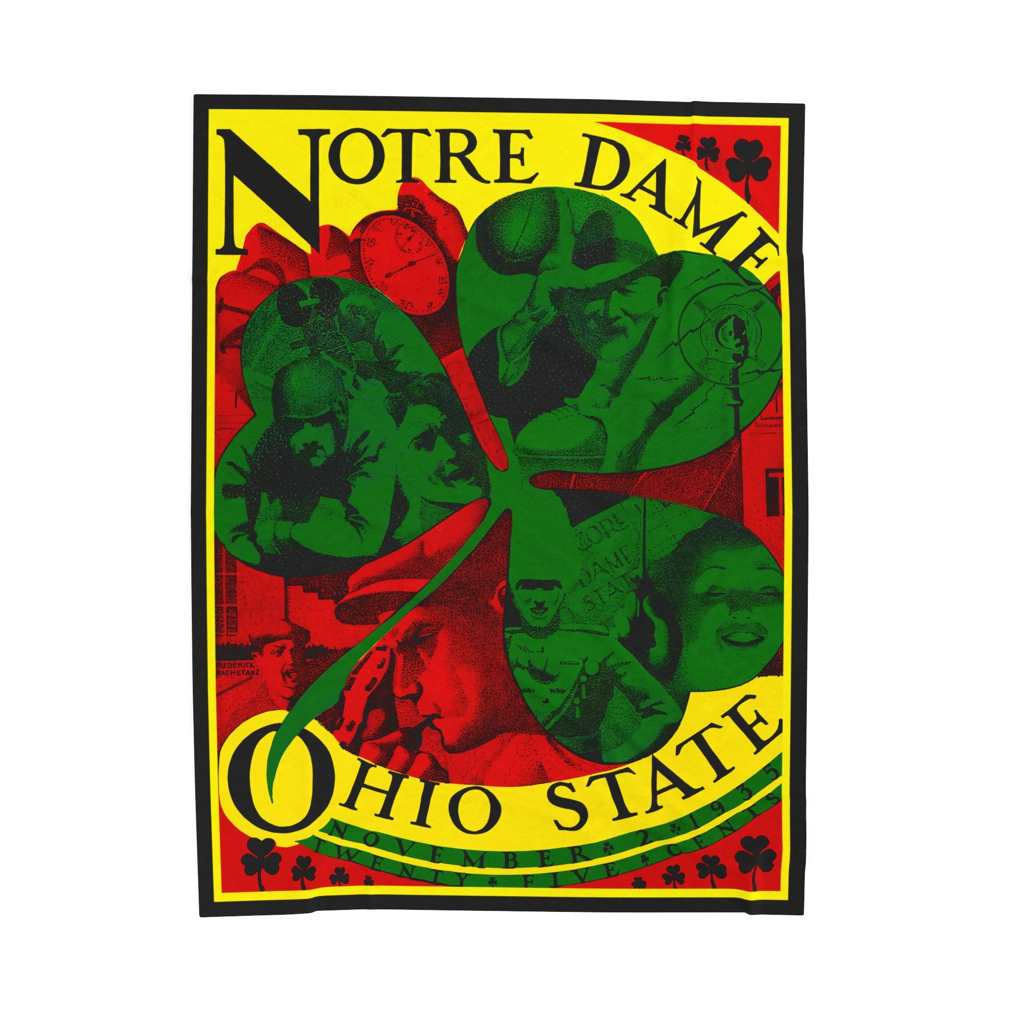 Velveteen Plush Blanket, Ohio State Notre Dame Football Gift, Sports Fan Home Decor, Vintage College Game Throw, Game Day Tailgate Blanket