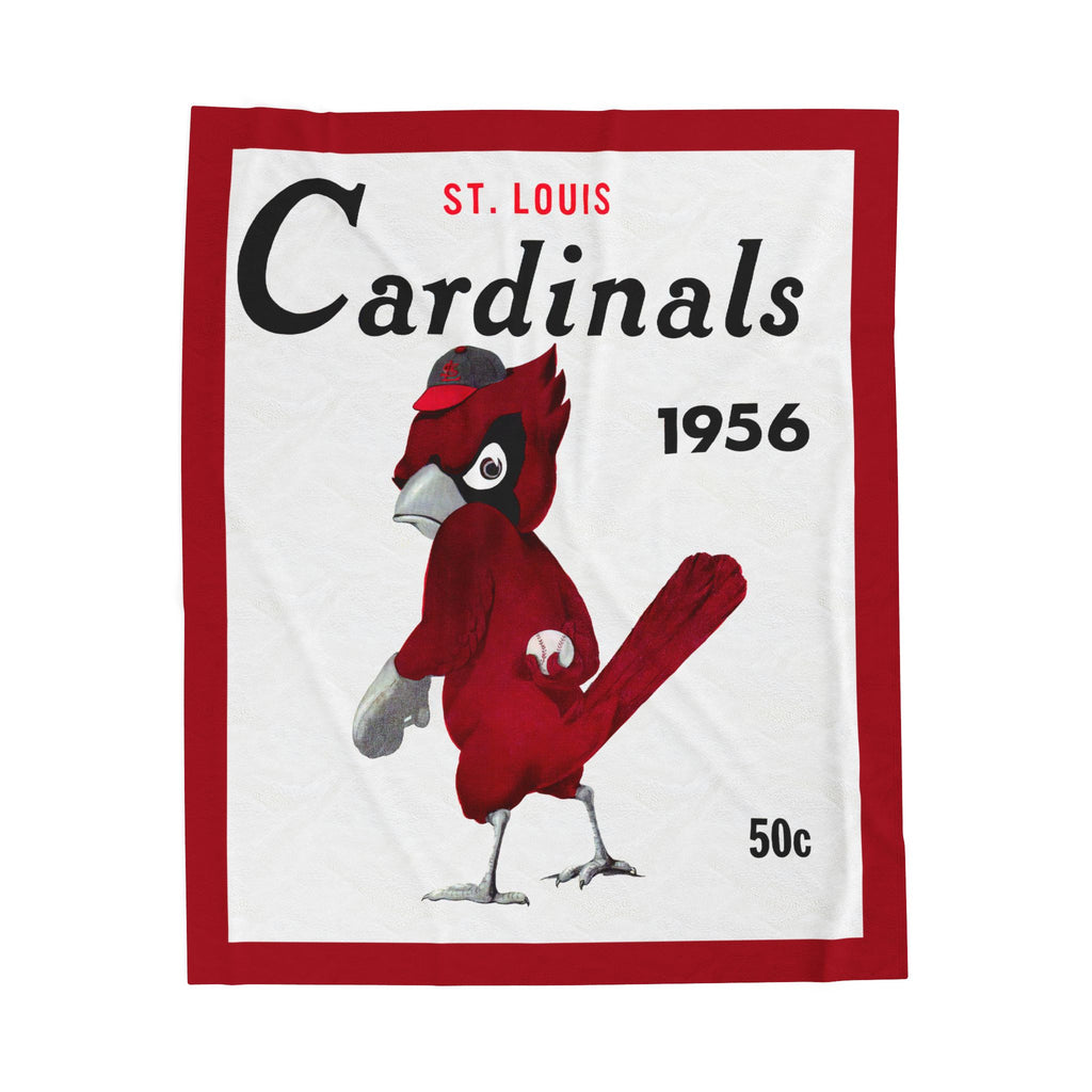 Velveteen Plush Blanket, 1956 Cardinals Baseball Yearbook Design, Cardinals Blanket, Baseball Blanket, Sports Blanket, Gift for Baseball