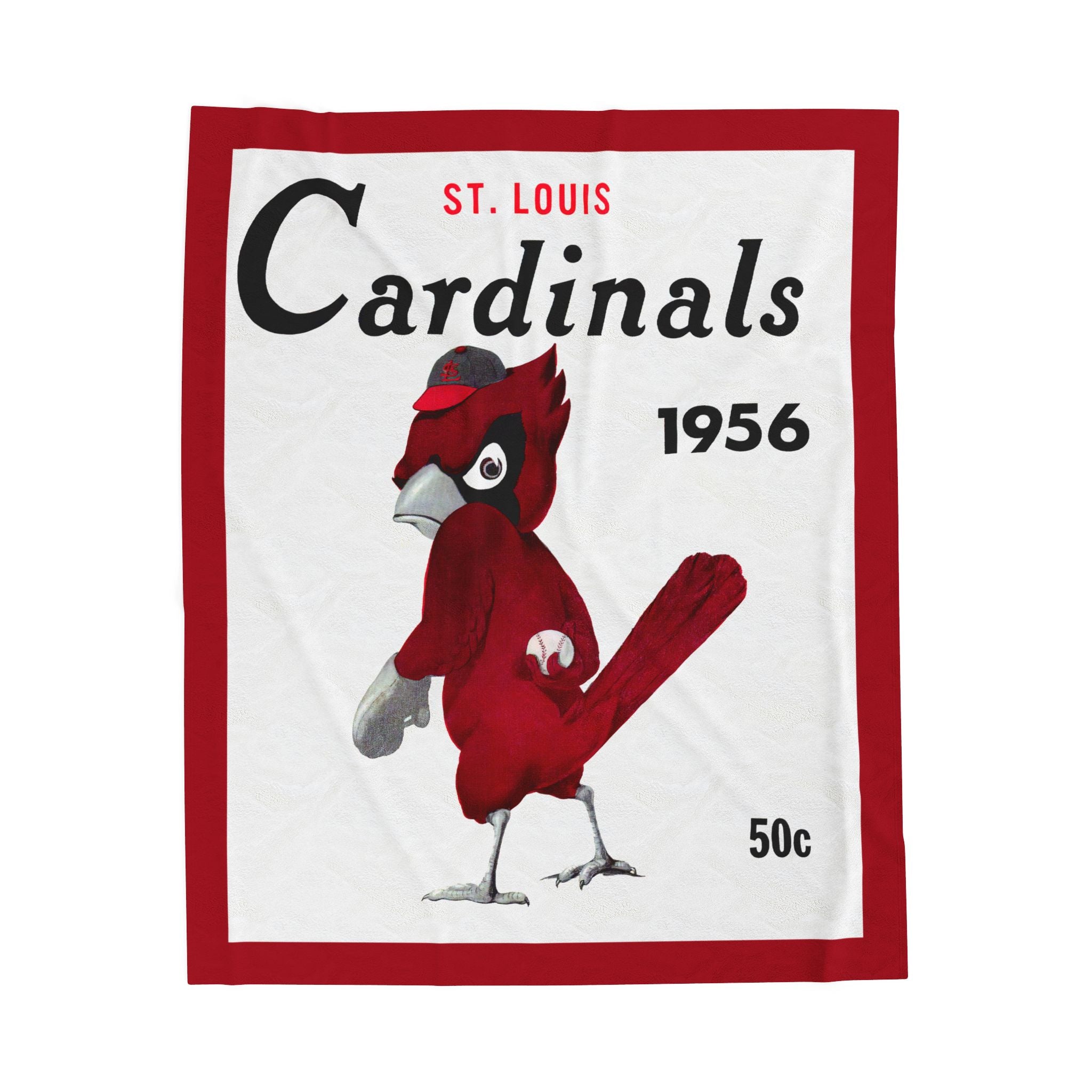 Velveteen Plush Blanket, 1956 Cardinals Baseball Yearbook Design, Cardinals Blanket, Baseball Blanket, Sports Blanket, Gift for Baseball