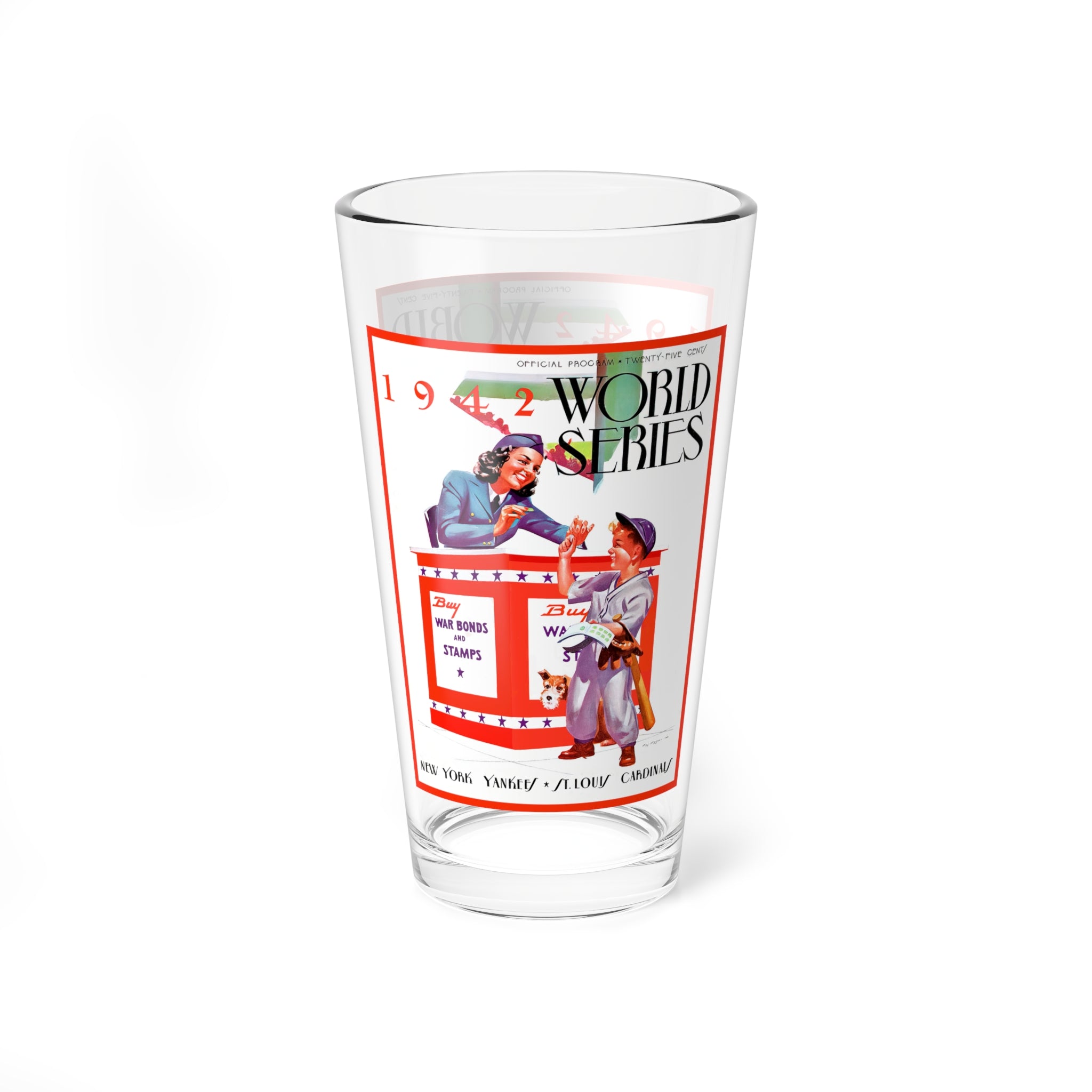 Mixing Glass, 16oz - 1942 Baseball World Series Yankees-Cardinals, Sports Memorabilia Gift, Barware Collectible, Baseball Fan Gift, Vintage