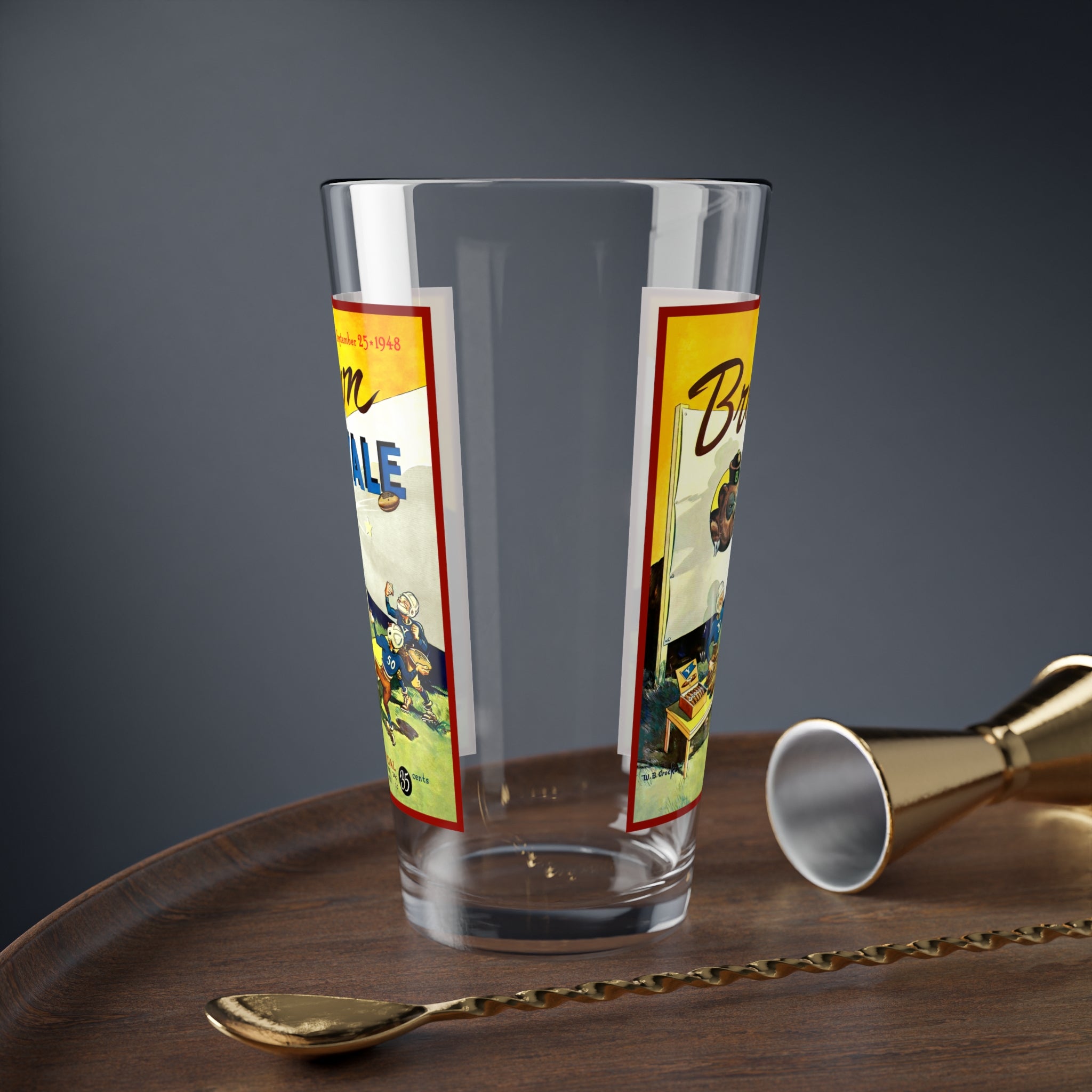 Yale 1948 Football Brown Mixing Glass — 16oz Cocktail Shaker Glass