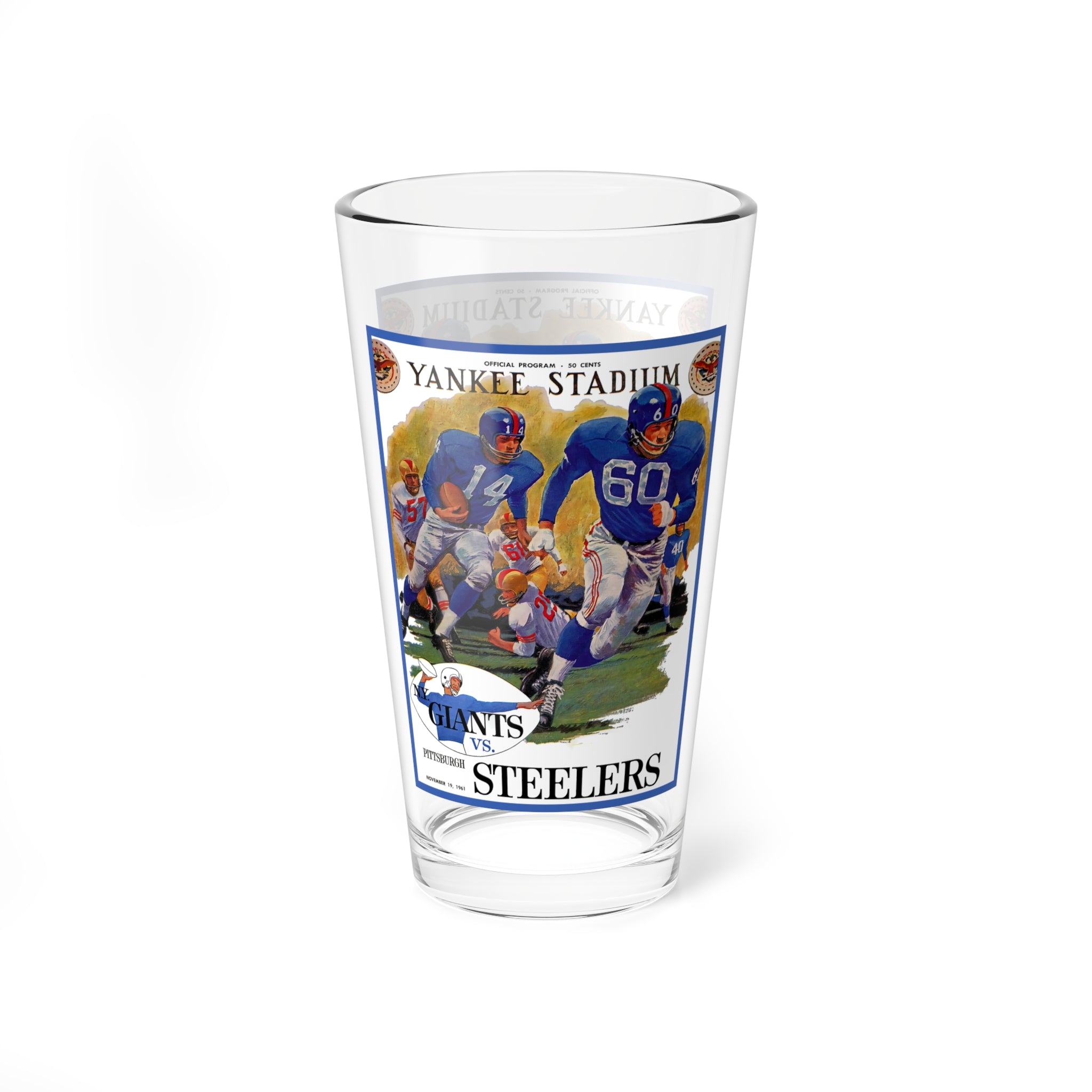 1961 Football Vintage Poster Mixing Glass — Giants vs. Steelers 16oz