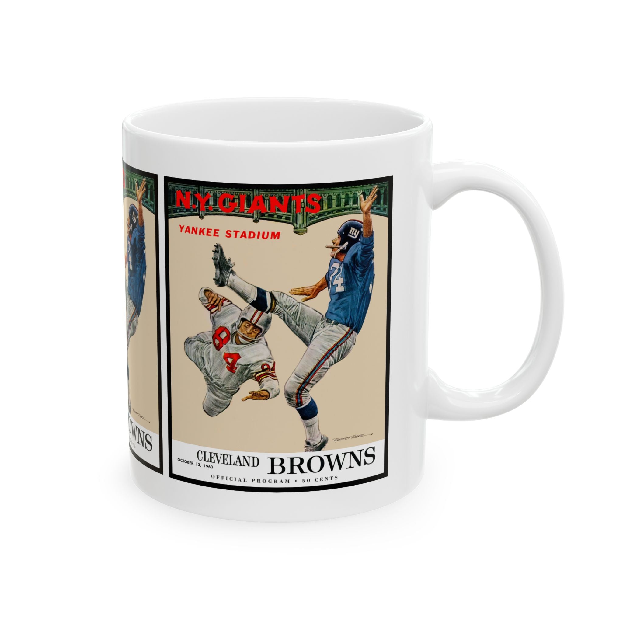 Ceramic Mug, 1963 New York Giants Football Cleveland Browns, Coffee Cup, Tea Mug, Sports Fan Gift, Vintage Football Memorabilia,Retro Design