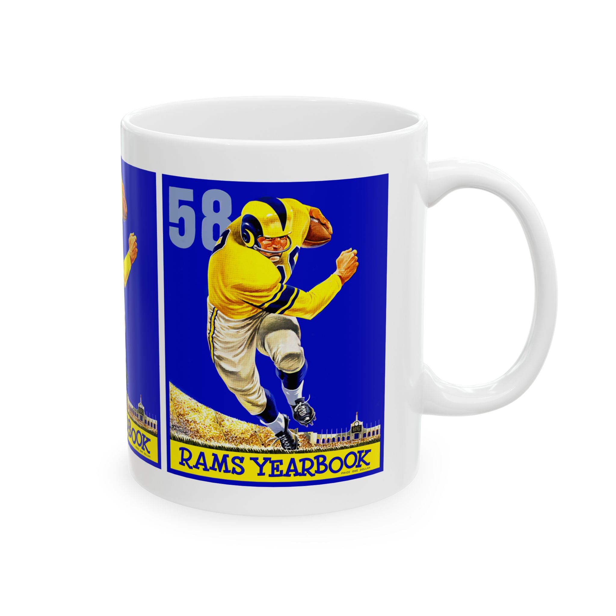 1958 Rams Football Ceramic Mug, Vintage Sports Tea Cup, Retro Team Fan Drinkware, Football Memorabilia Gift, 11oz 15oz