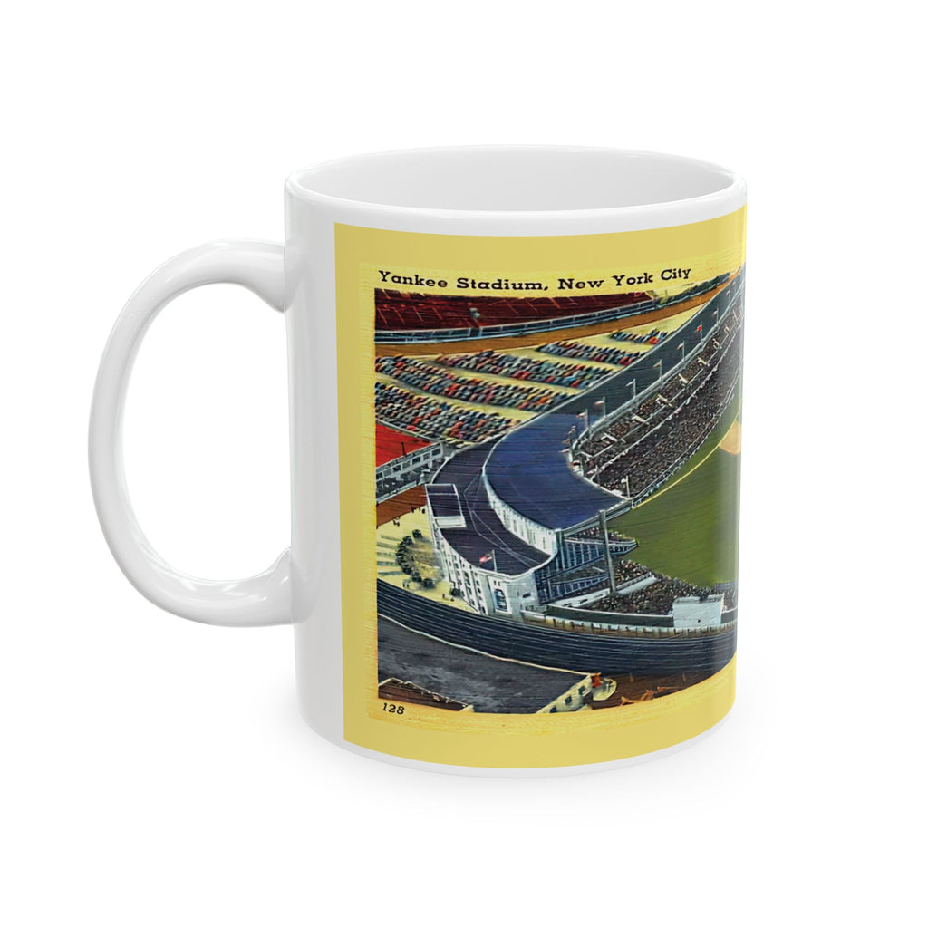 Vintage New York Postcard Yankee Stadium Ceramic Mug — Vintage Ballpark Panorama (11oz & 15oz)
