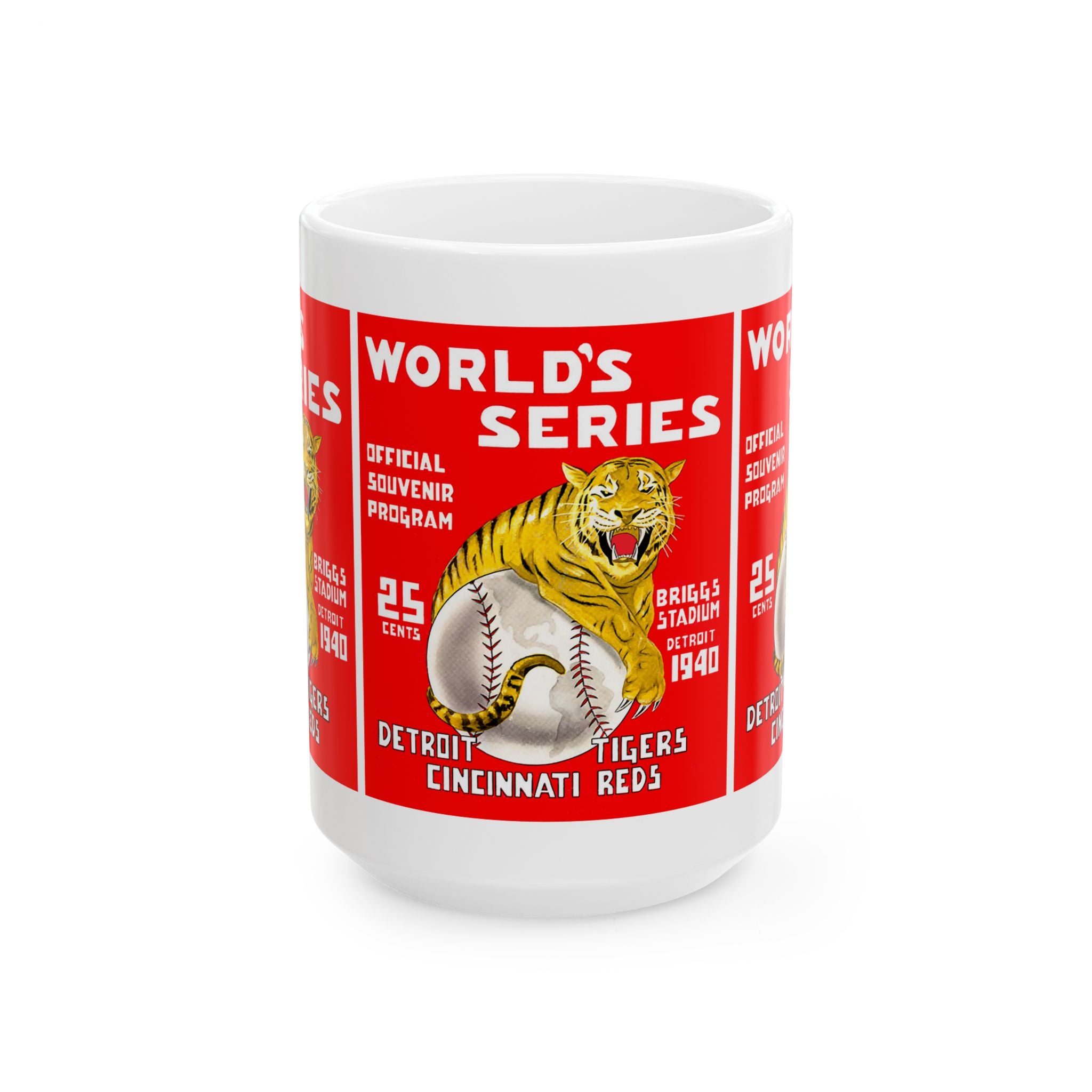 Baseball World Series Ceramic Mug, 1940 Detroit Tigers vs Cincinnati Reds Gift, Sports Fan Coffee Cup, Baseball Memorabilia, 11oz 15oz