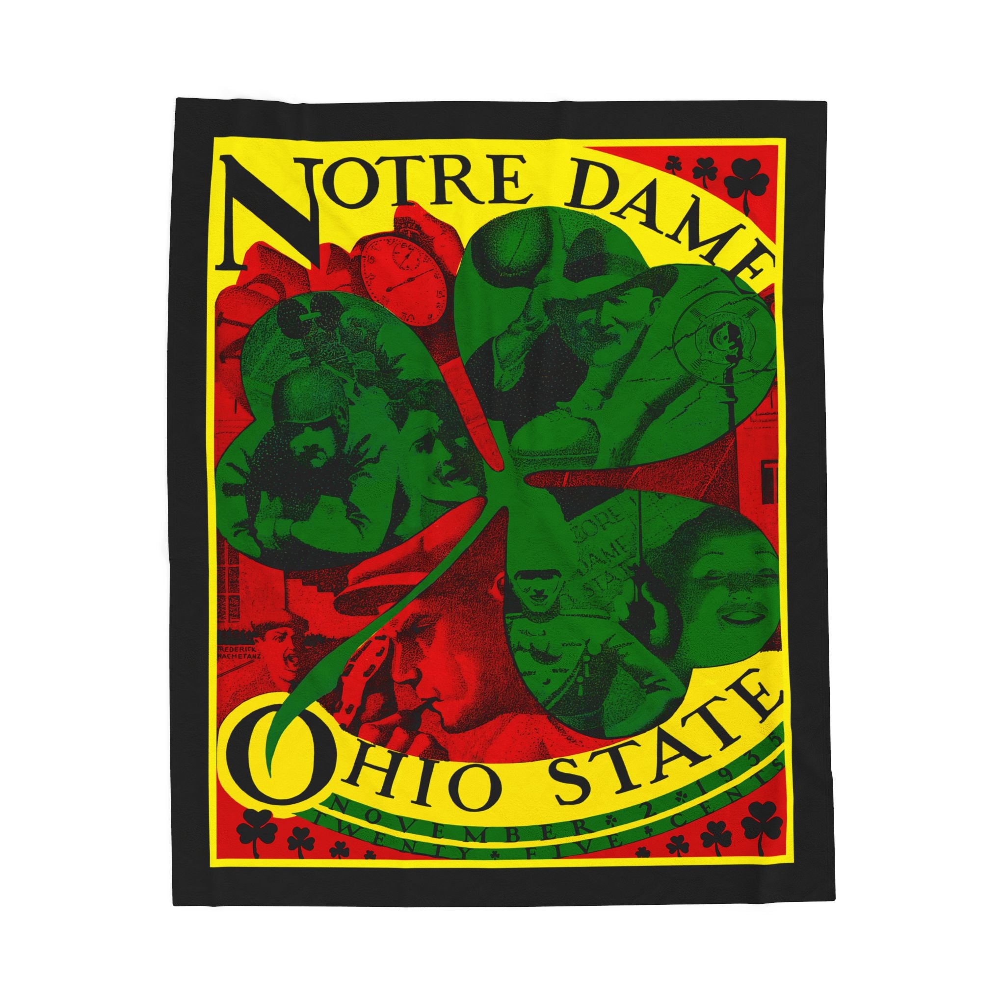 Velveteen Plush Blanket, Ohio State Notre Dame Football Gift, Sports Fan Home Decor, Vintage College Game Throw, Game Day Tailgate Blanket