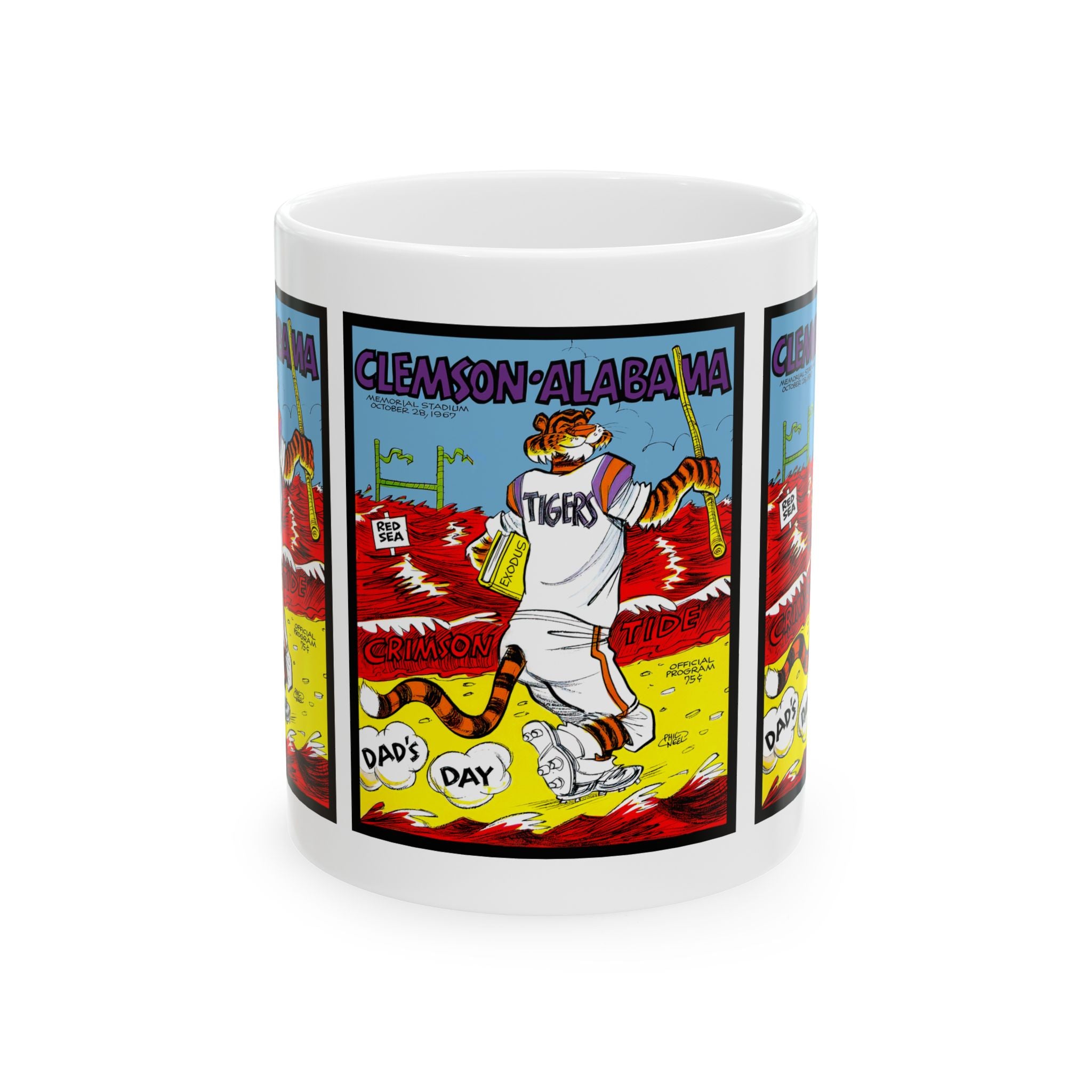 1967 Vintage Clemson Tigers - Alabama Crimson Tide Football Program Cover - Ceramic Mug, 11oz