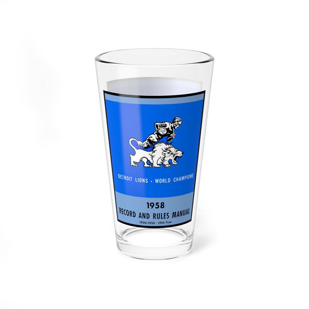 Glass Mixing Glass, 16oz - 1958 Football Detroit Lions World Champions, Cocktail Barware, Vintage Sports Fan Gift, Game Day Beer Glass,