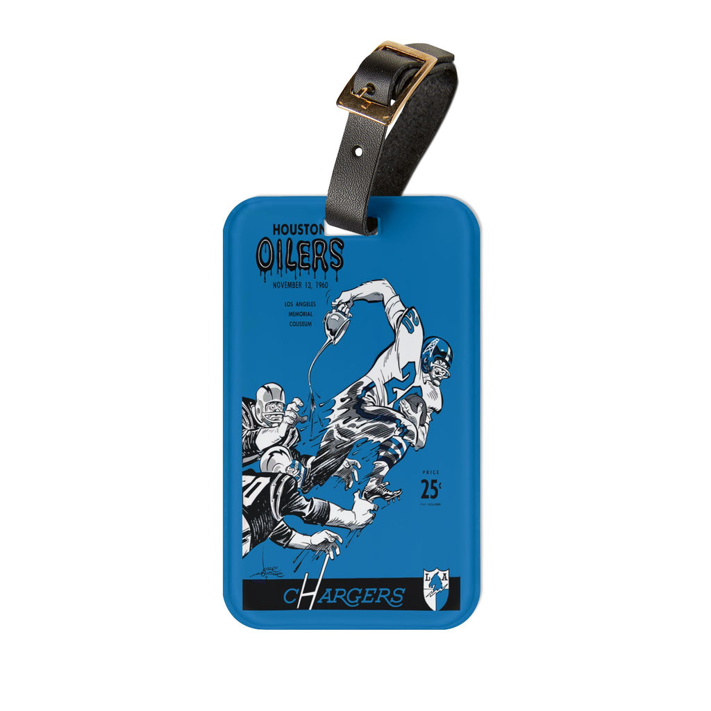 1960 Chargers vs Oilers Luggage Tag | Vintage Football Travel ID