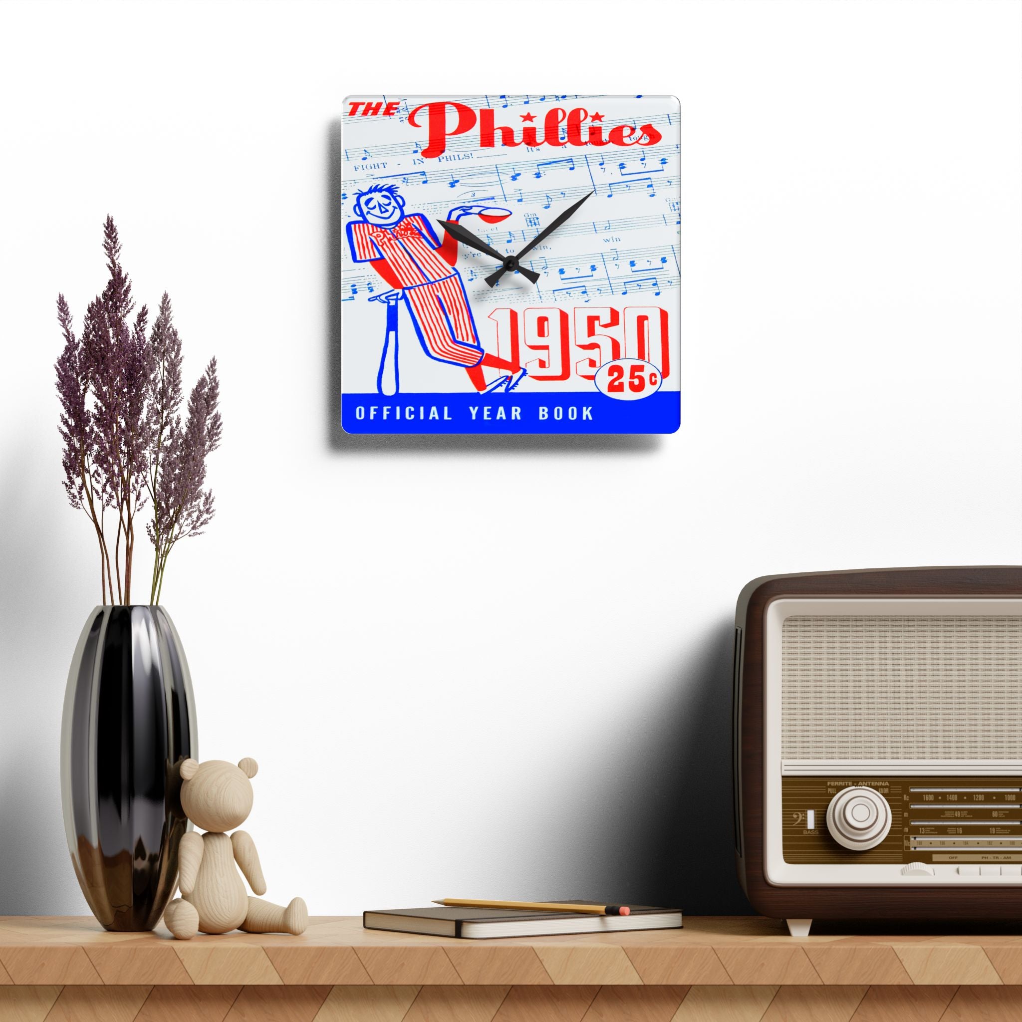 1950 Vintage Philadelphia Phillies Program Cover - Acrylic Wall Clock