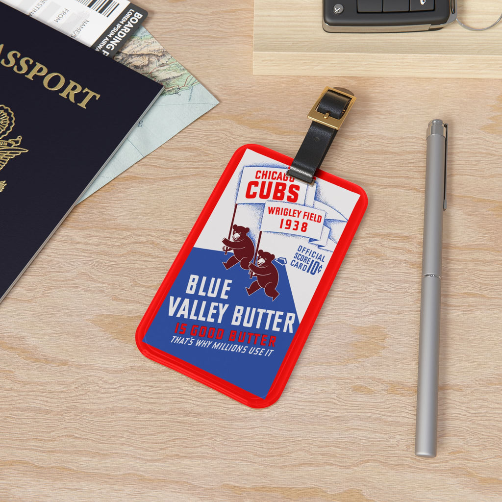 1938 Chicago Cubs 'Blue Valley Butter' Baseball Luggage Tag