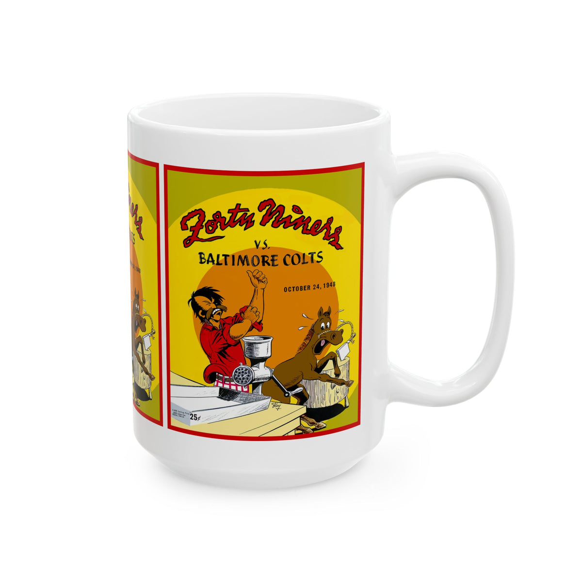 Vintage 1948 Football Ceramic Mug, San Francisco 49ers Baltimore Colts Fan Gift, 11oz, 15oz, Team Coffee Cup, Retro Football Memorabilia,