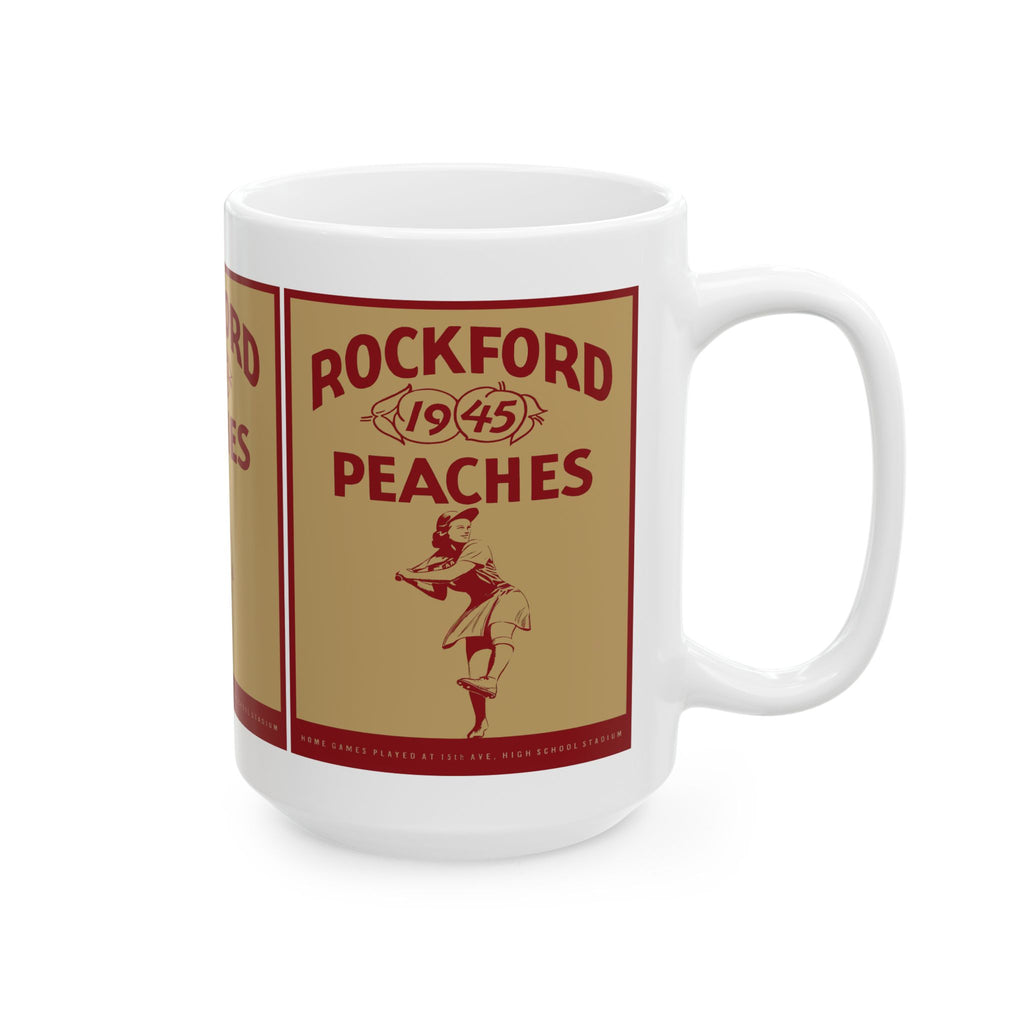 1945 Vintage Rockford Peaches Baseball Yearbook Cover - Ceramic Mug, 11oz, 15oz