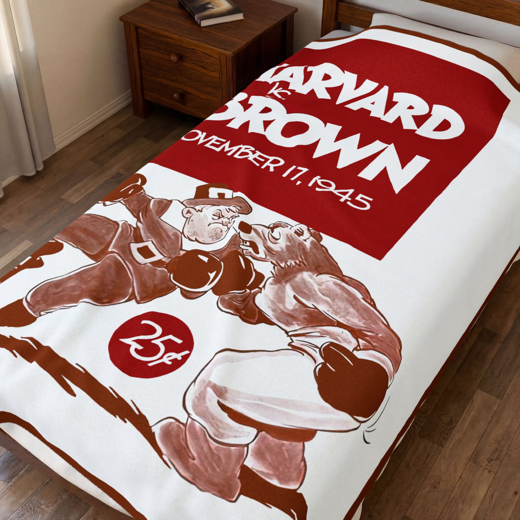 1945 Harvard vs. Brown Vintage Game Day Velveteen Plush Blanket