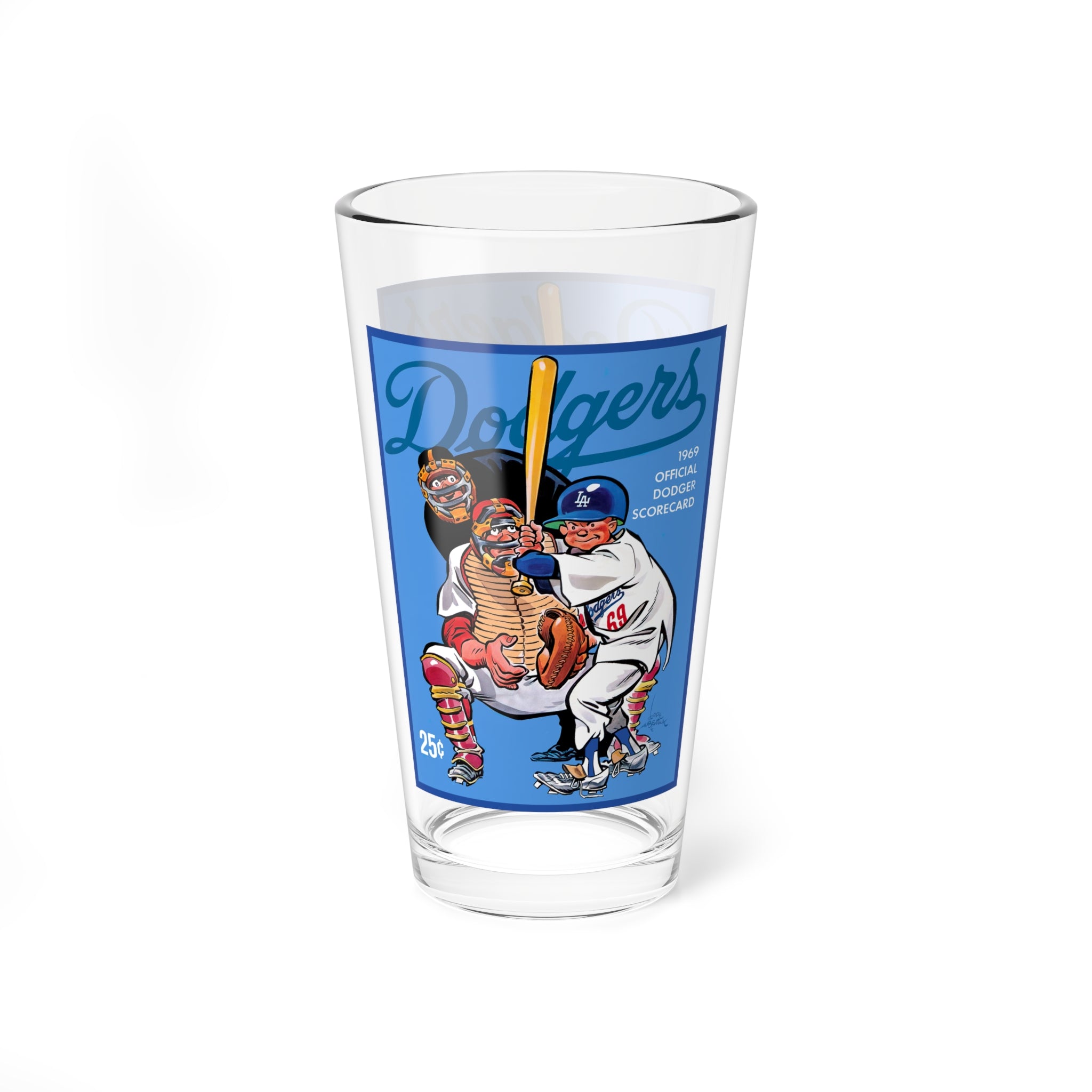 Mixing Glass, 16oz - 1969 Baseball Dodgers Fan Gift, Vintage Baseball Team Retro Barware, LA Baseball Enthusiast Glass, Gift for Sports