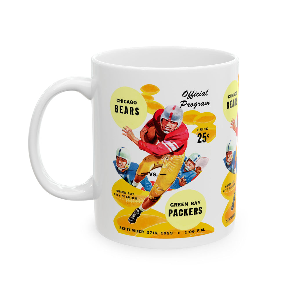 1959 Vintage Chicago Bears - Green Bay Packers Football Program Cover - Ceramic Mug, 11oz