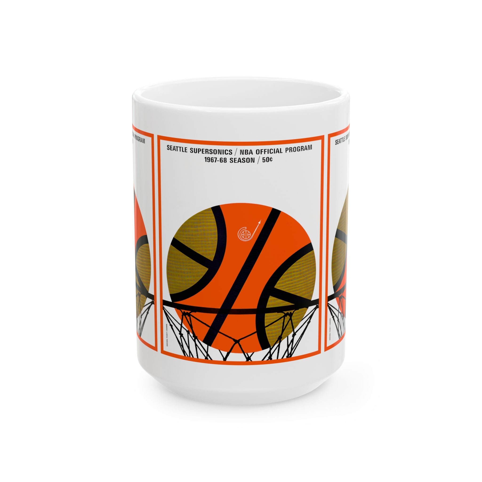 Basketball Seattle SuperSonics Ceramic Mug, Sports Fan Drinkware, Retro 60s Hoops Team Cup, 11oz 15oz Sizes, Vintage Basketball Gift