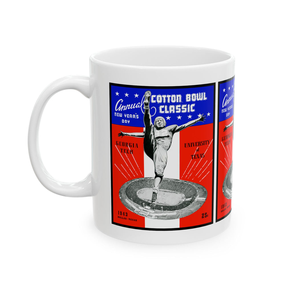 1943 Cotton Bowl Ceramic Mug — Texas vs. Georgia Tech Football Collector 11oz and 15oz