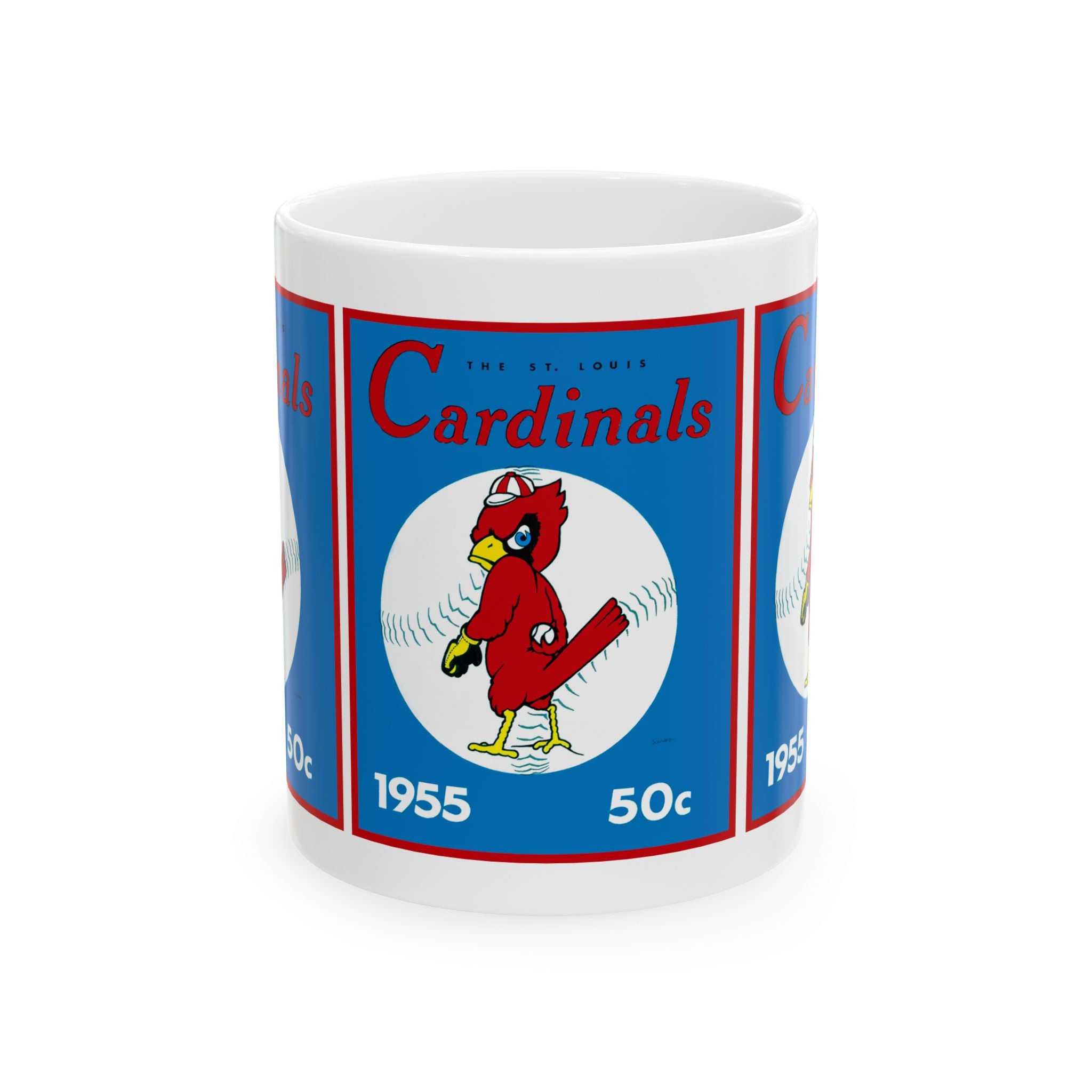 Vintage 1955 Baseball St Louis Cardinals Yearbook Ceramic Mug, Collectible Sports Memorabilia Drinkware, Baseball Fan Gift, Retro Baseball