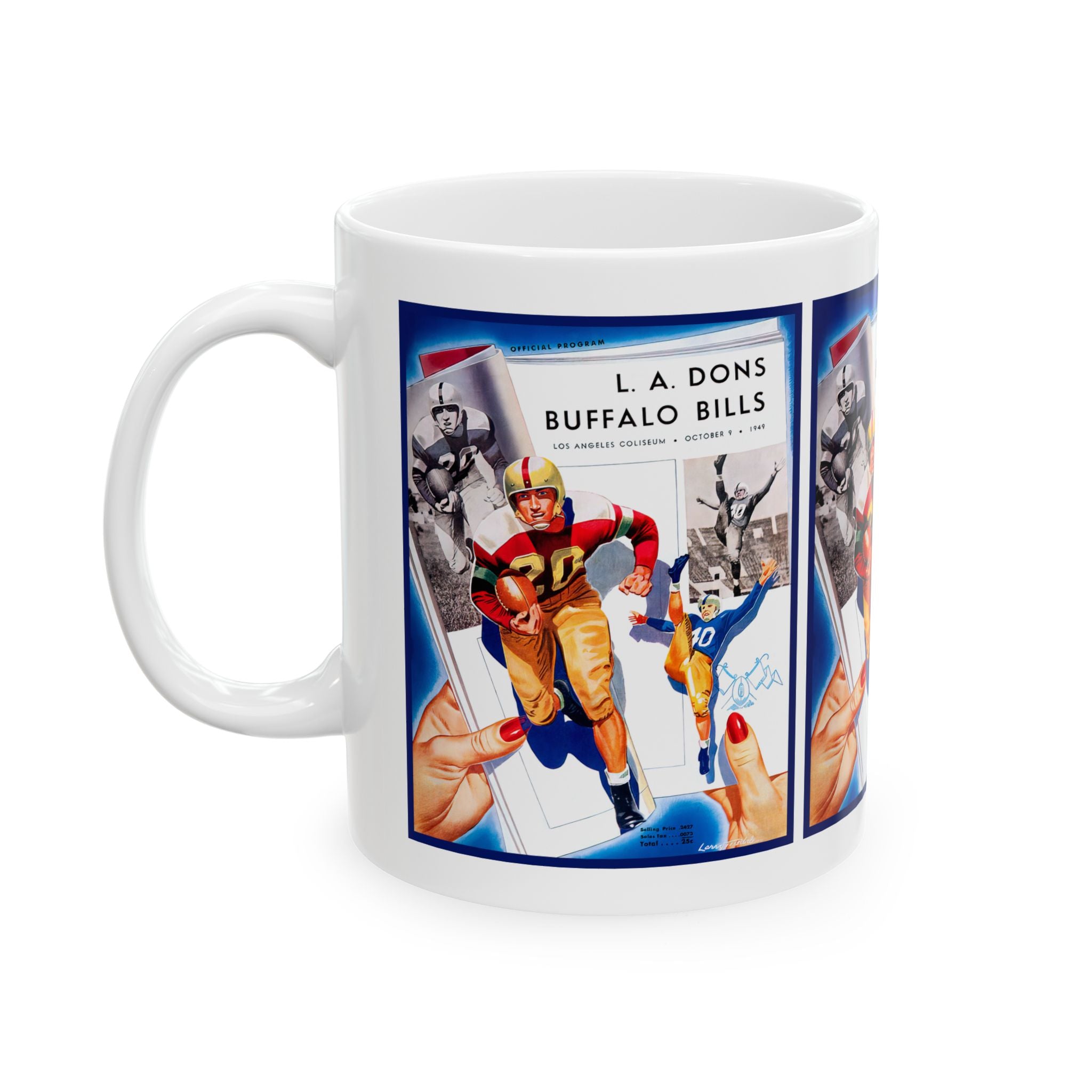 1949 Vintage Los Angeles Dons- Buffalo Bills Football Program Cover - Ceramic Mug, 11oz